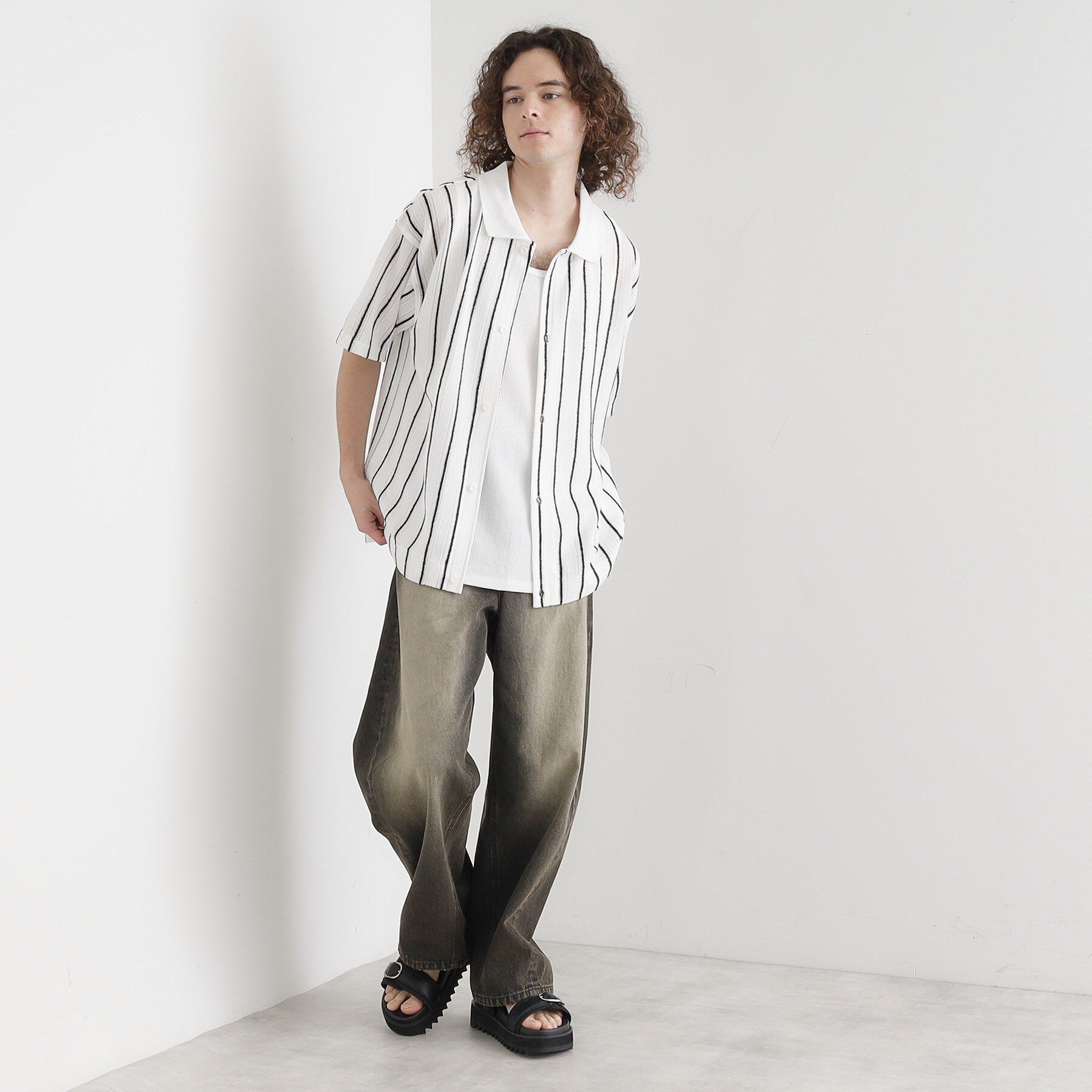 tk.TAKEO KIKUCHI「【セットアイテム】透かし編みオープンシャツ」|シャツ・ブラウス|