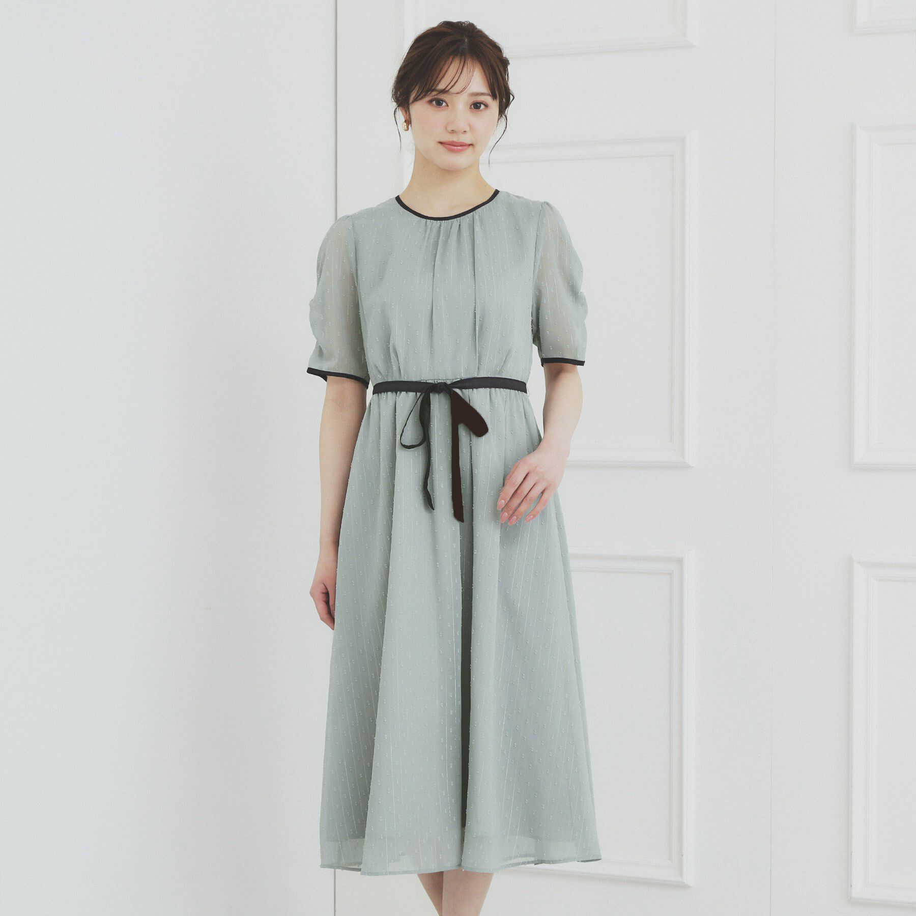 index「フィット＆フレアバイカラーワンピース【洗濯機洗い可/イージーアイロン】」|ワンピース|