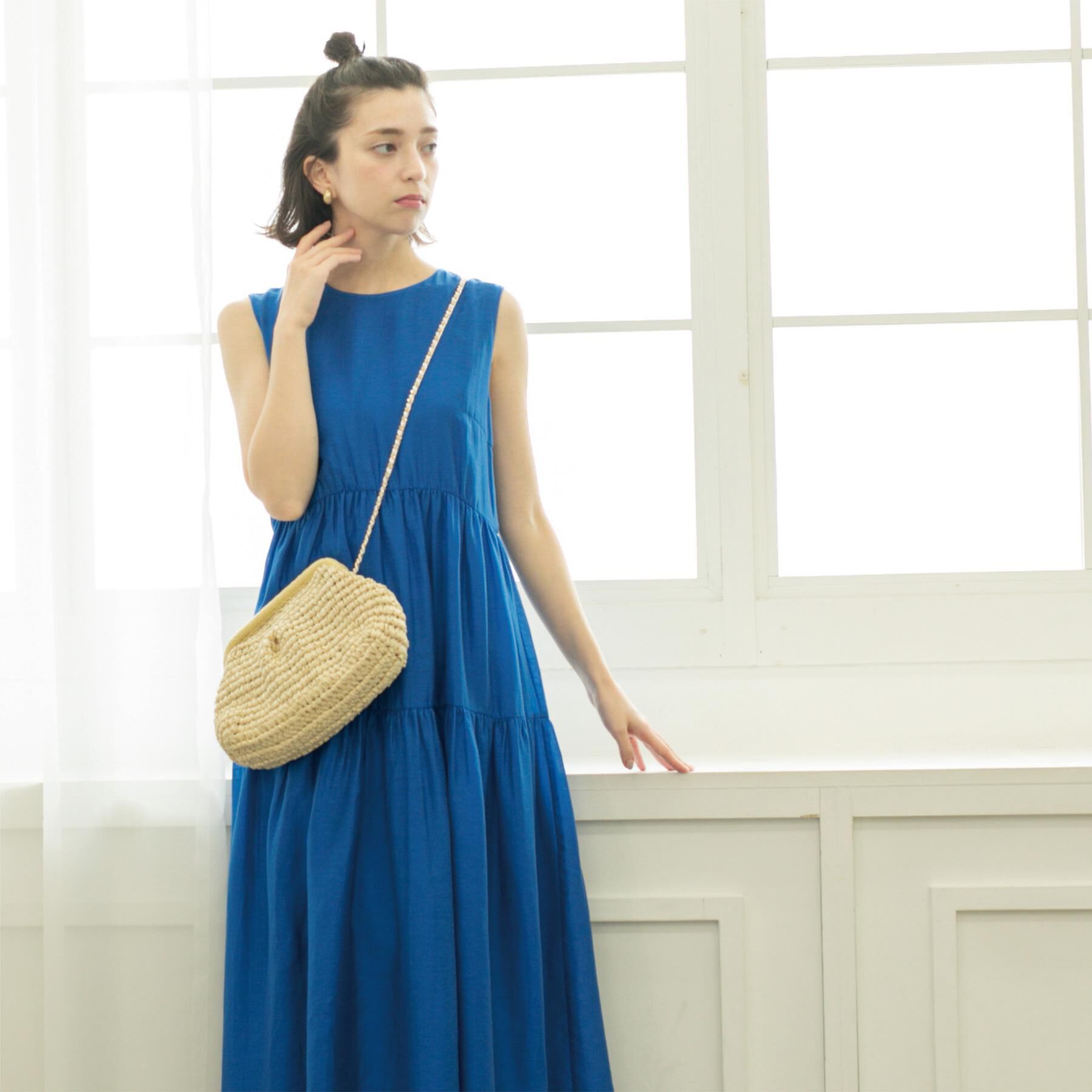 OPAQUE.CLIP「麻混シアーギャザーティアードワンピース【洗濯機洗い可】」|ワンピース|