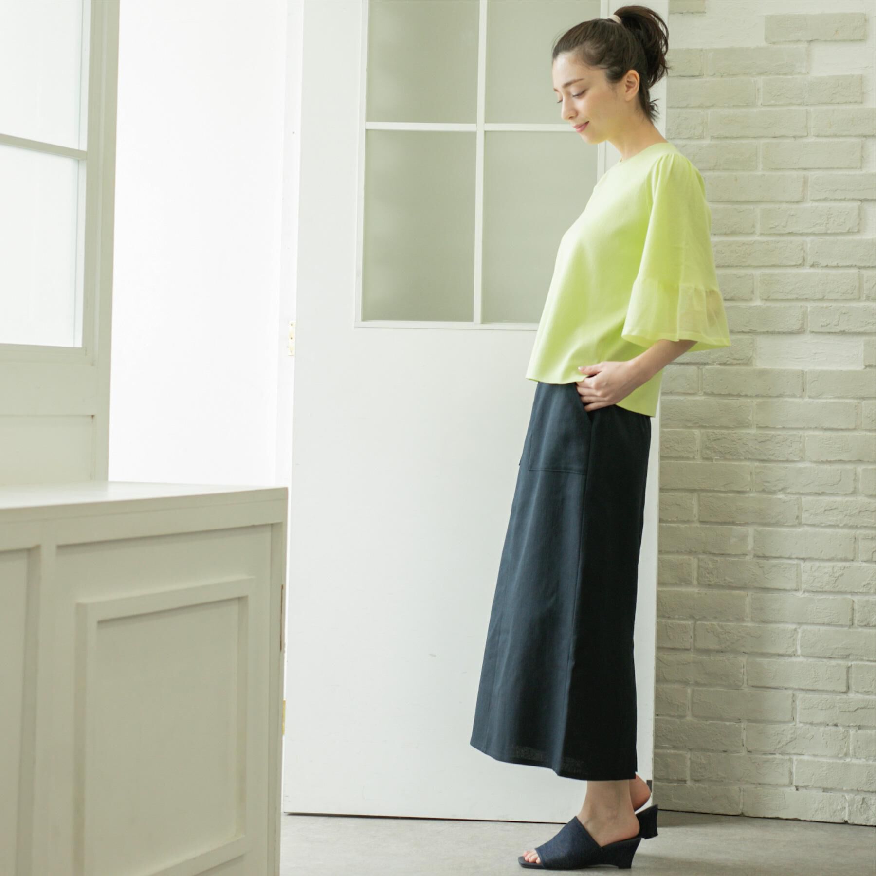 OPAQUE.CLIP「《美人百花掲載》ストレッチリネンライクタイトスカート【洗濯機洗い可】」|スカート|