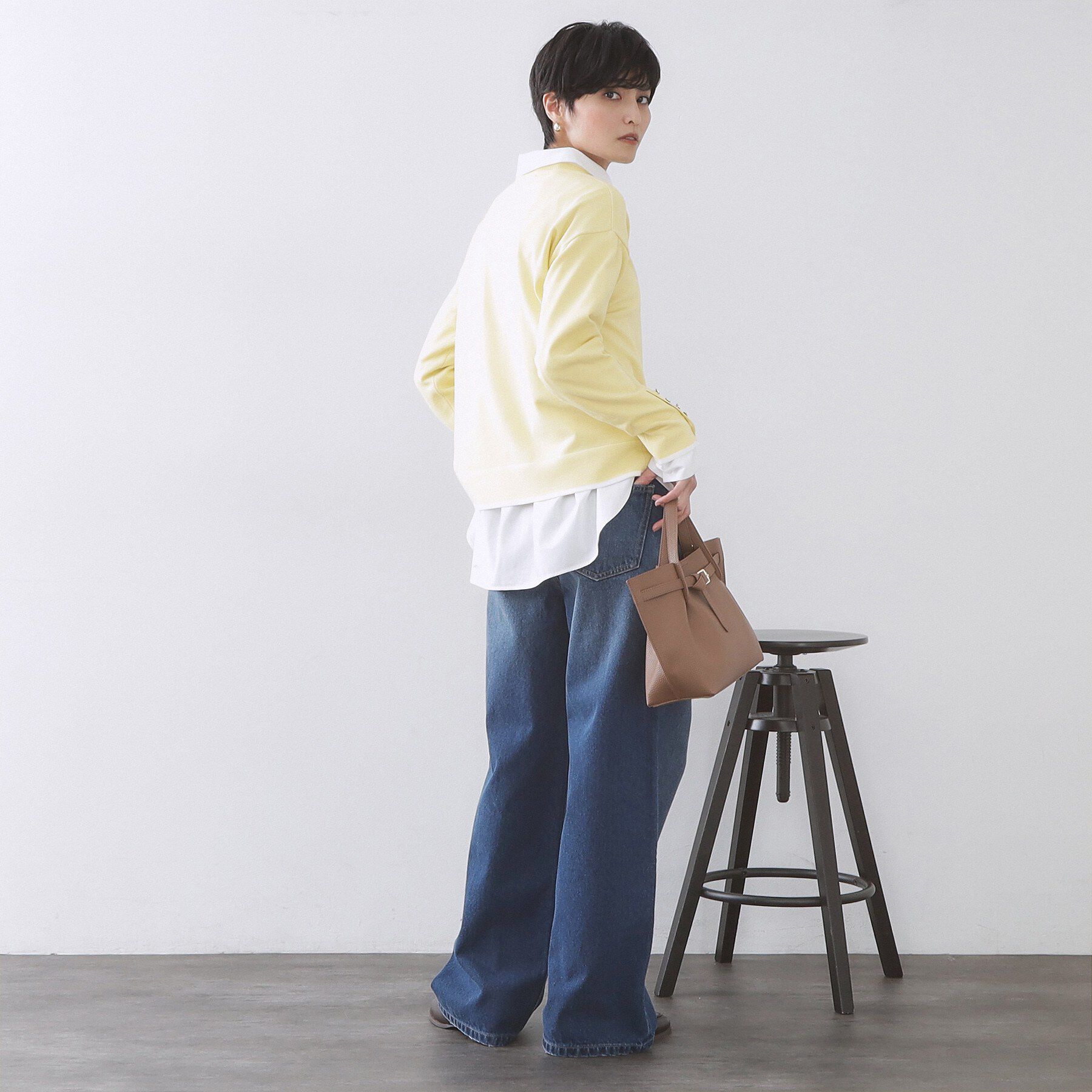 OPAQUE.CLIP「金ボタン使いリラクシーニット【洗濯機OK】」|ニット・セーター|