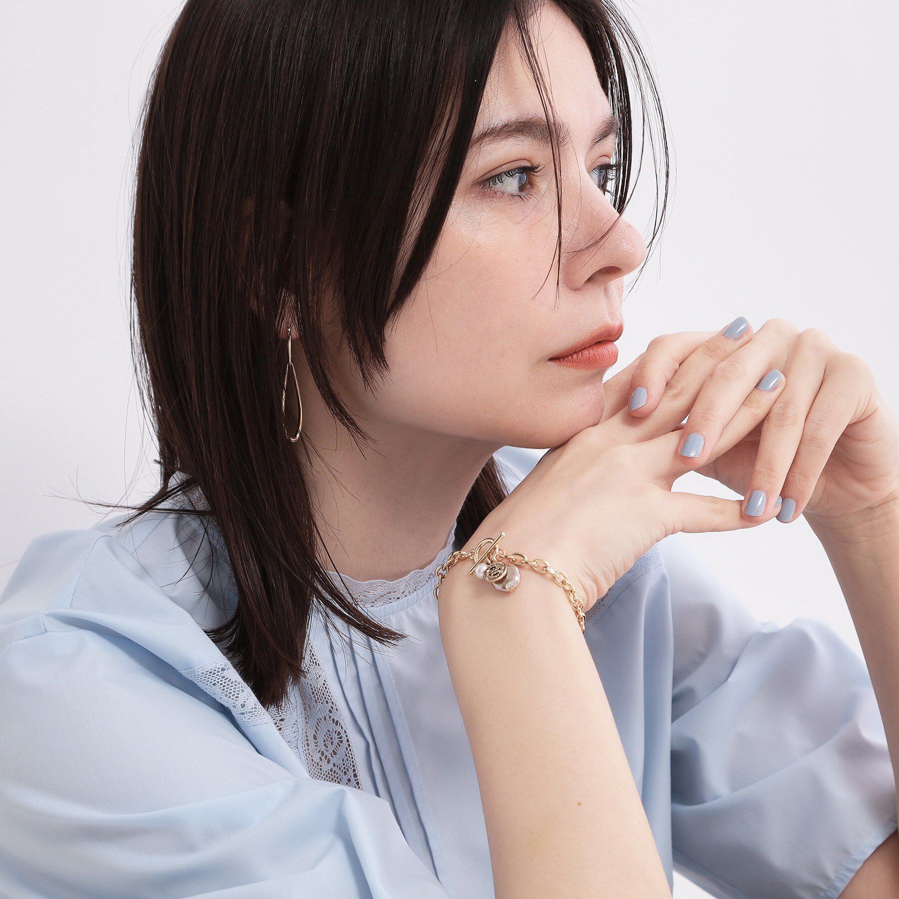 OPAQUE.CLIP「フェイクパール付きチェーンブレスレット」|ブレスレット・バングル|