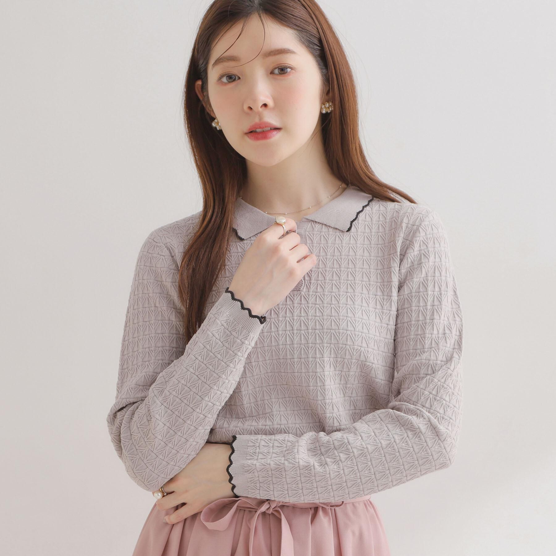 Couture broach「【洗える着映え】ビジュー釦ポロニット」|ニット・セーター|