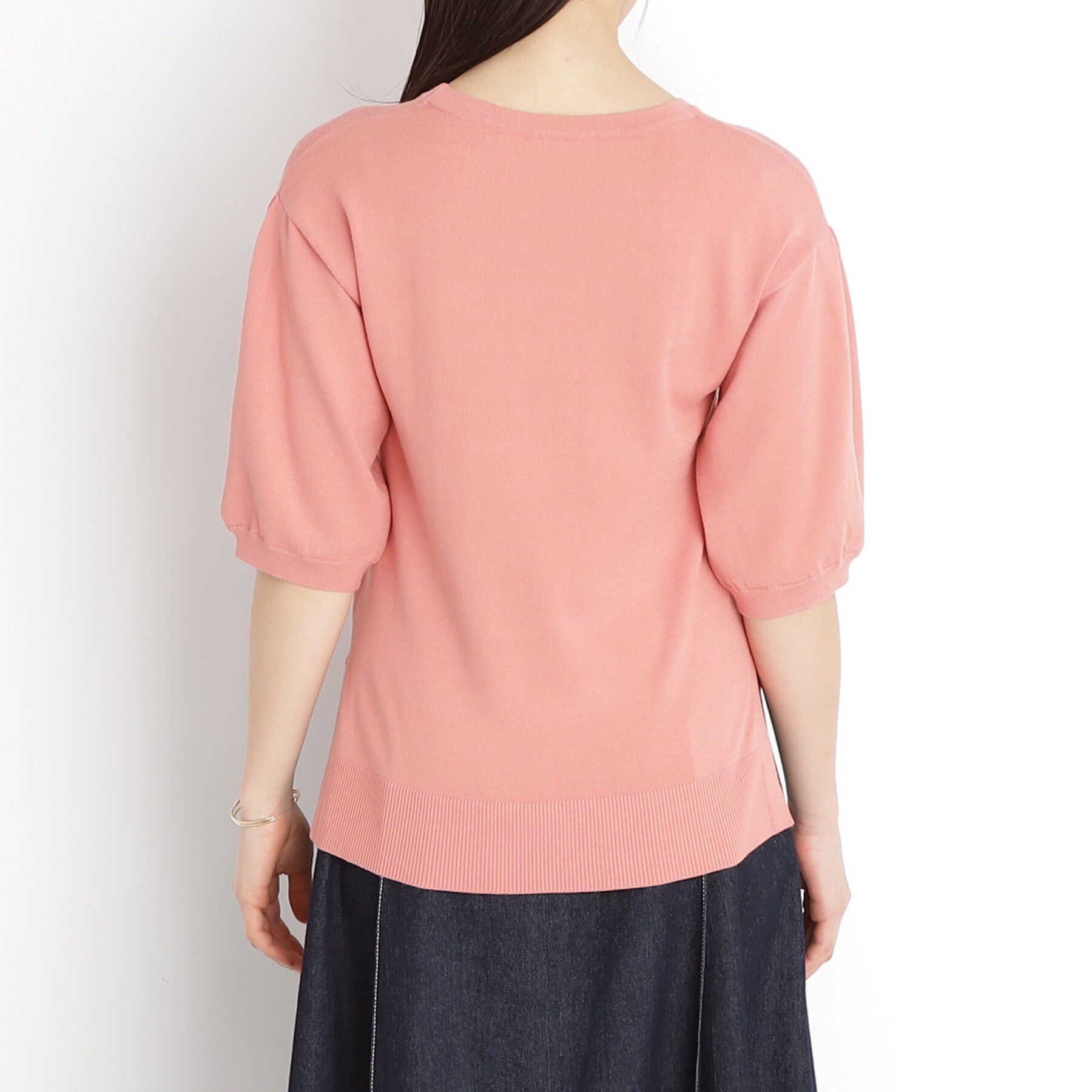 THE SHOP TK「【接触冷感/体型カバー】袖タック6分袖ニット/洗濯機OK/UVケア」|ニット・セーター|