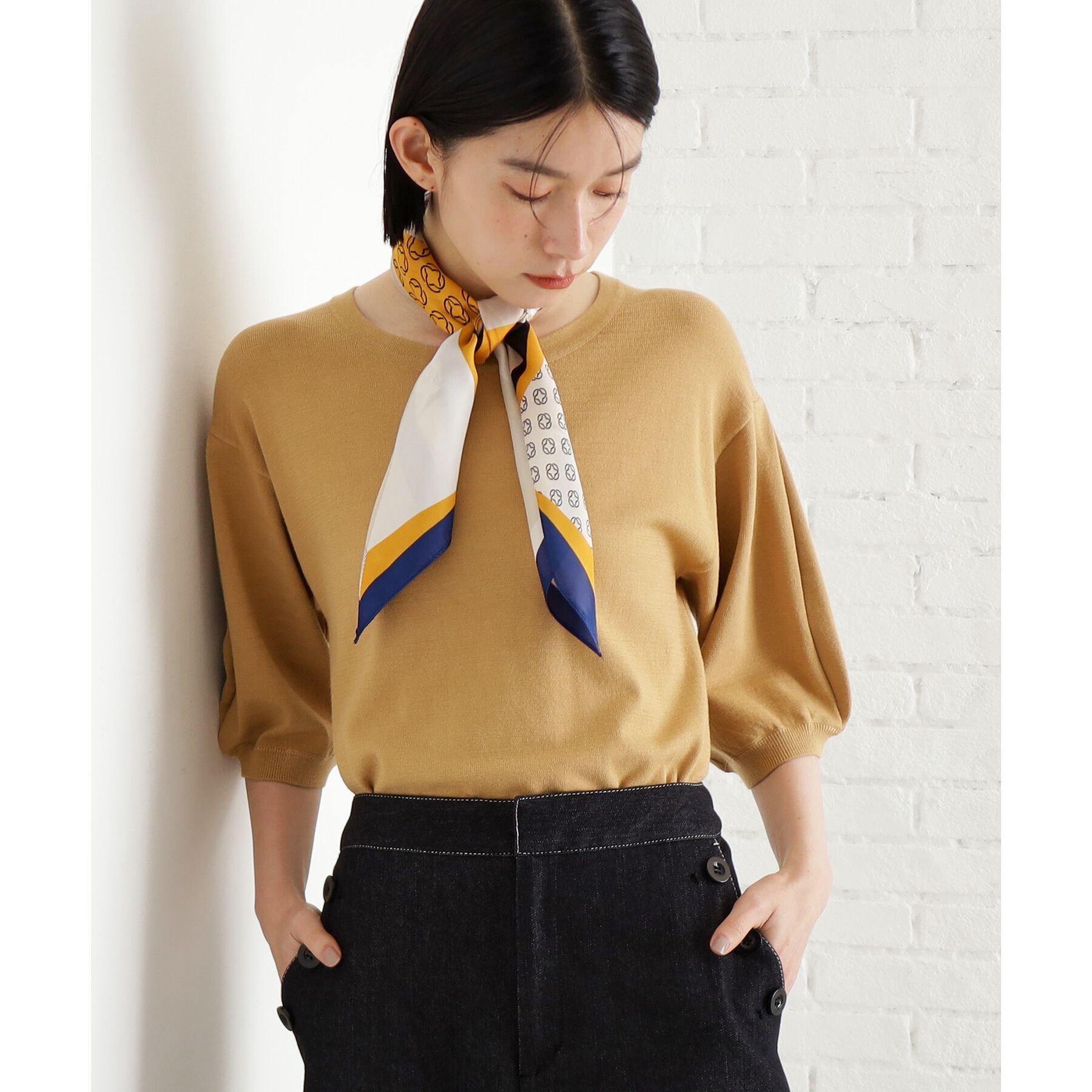 THE SHOP TK「【接触冷感/体型カバー】袖タック6分袖ニット/洗濯機OK/UVケア」|ニット・セーター|