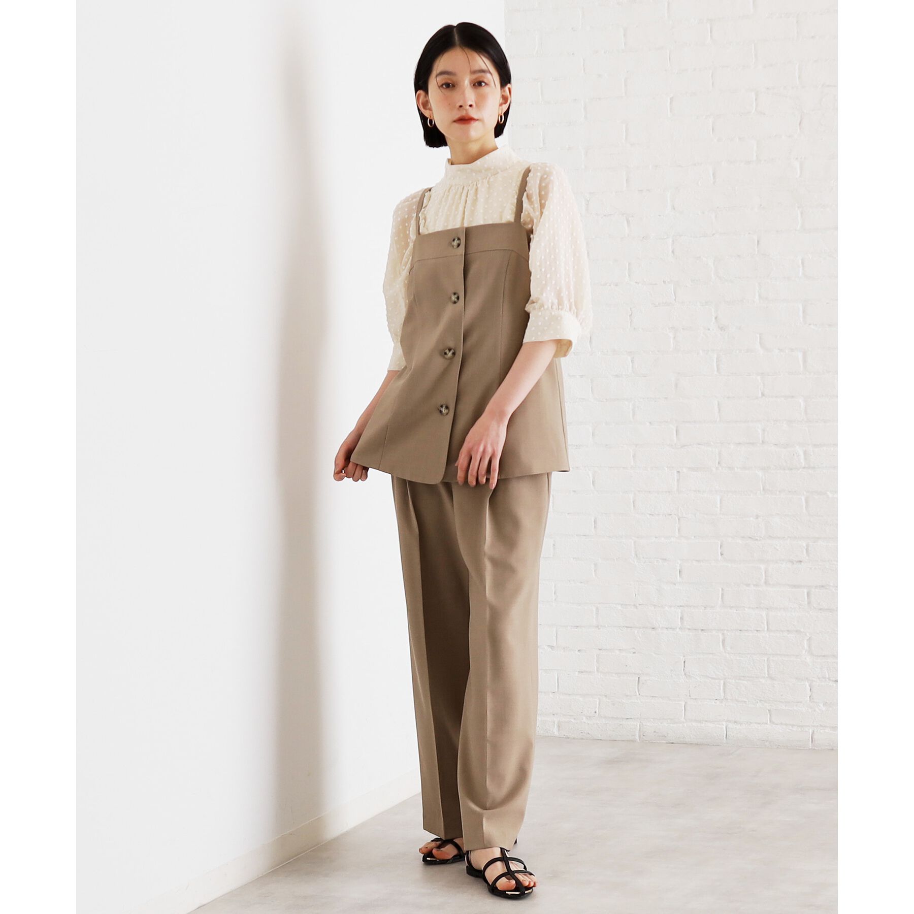 THE SHOP TK「麻調キャミビスチェ【洗濯機OK】」|キャミソール|