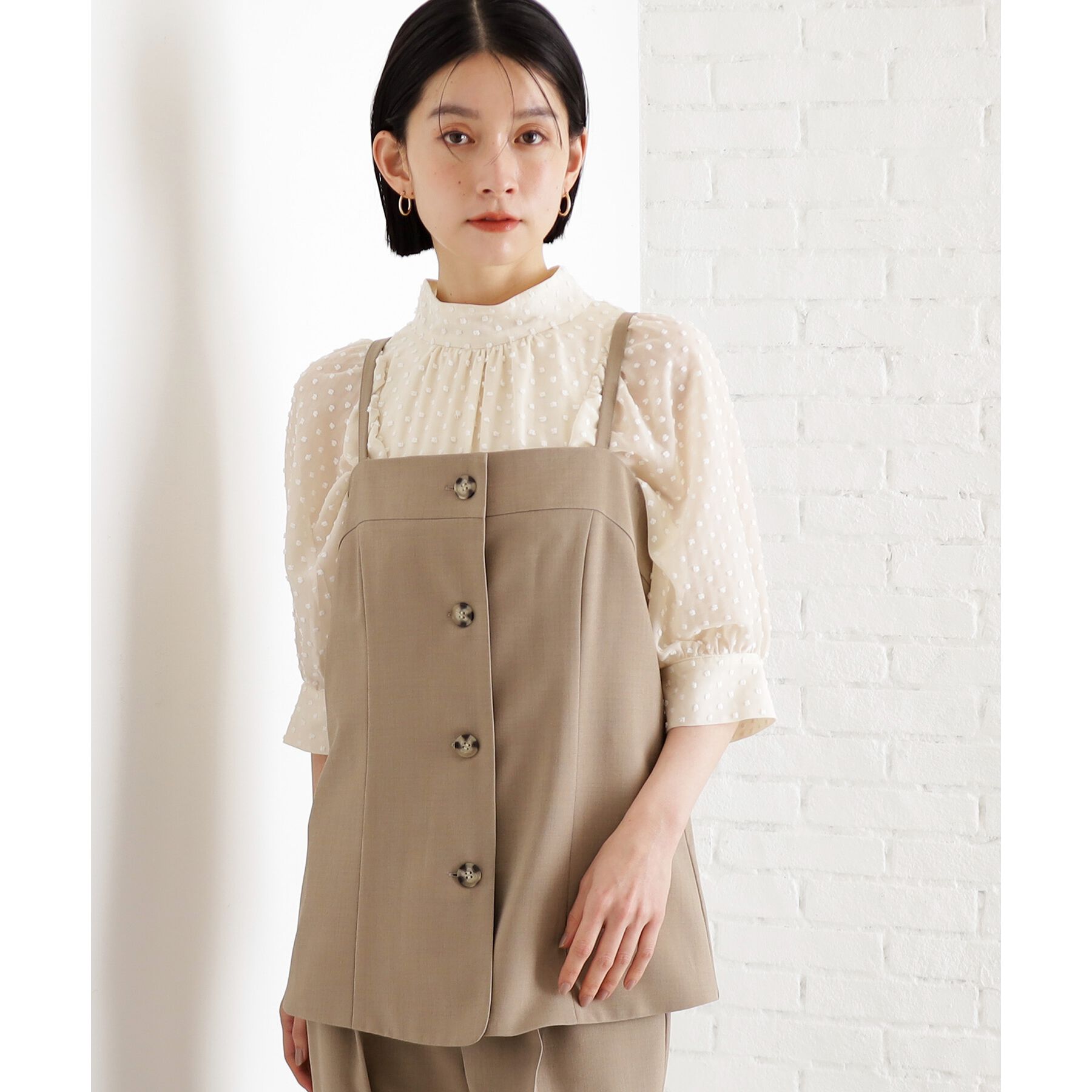 THE SHOP TK「麻調キャミビスチェ【洗濯機OK】」|キャミソール|