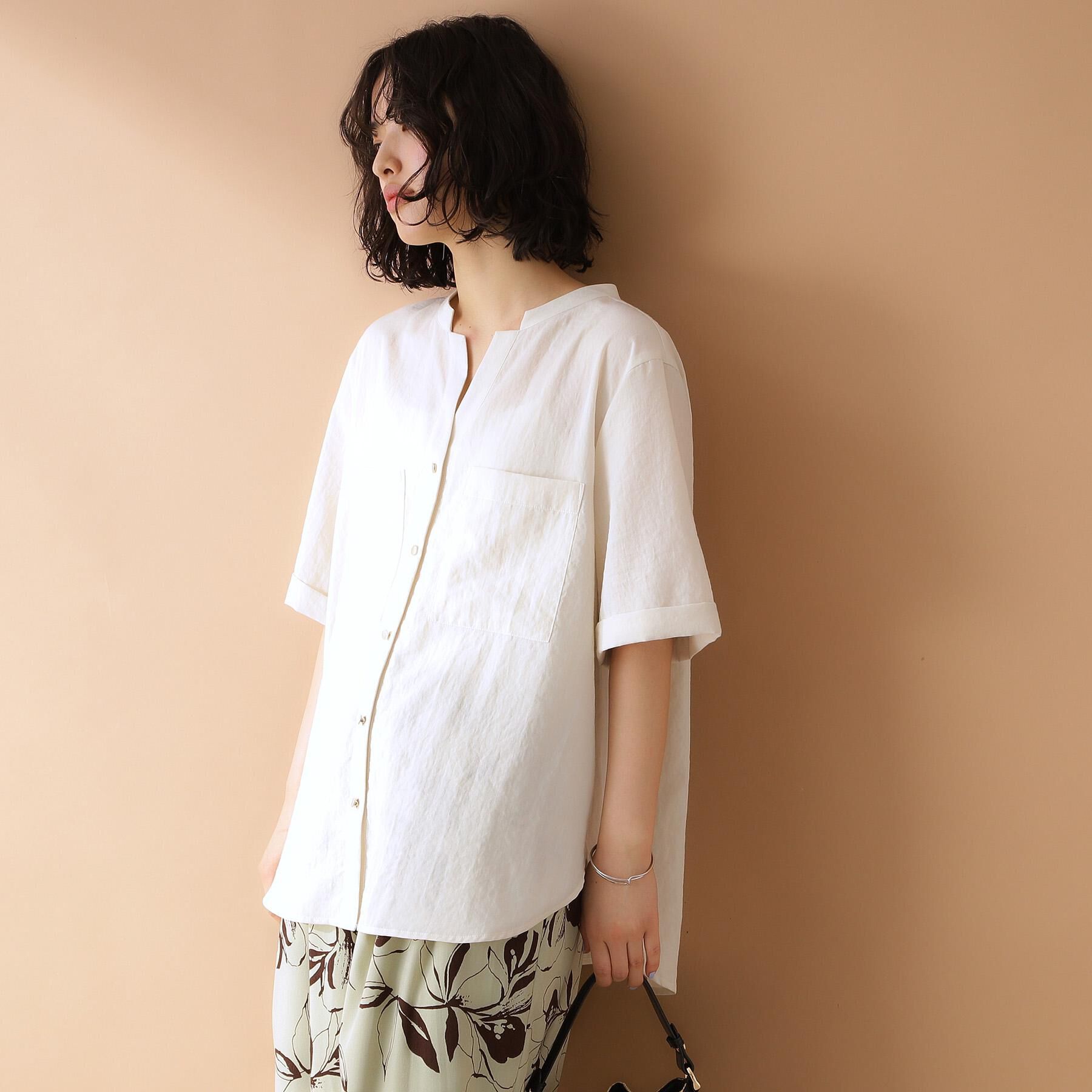 THE SHOP TK「ダブルポケット5分袖シャツ【体型カバー/洗濯機OK】」|シャツ・ブラウス|