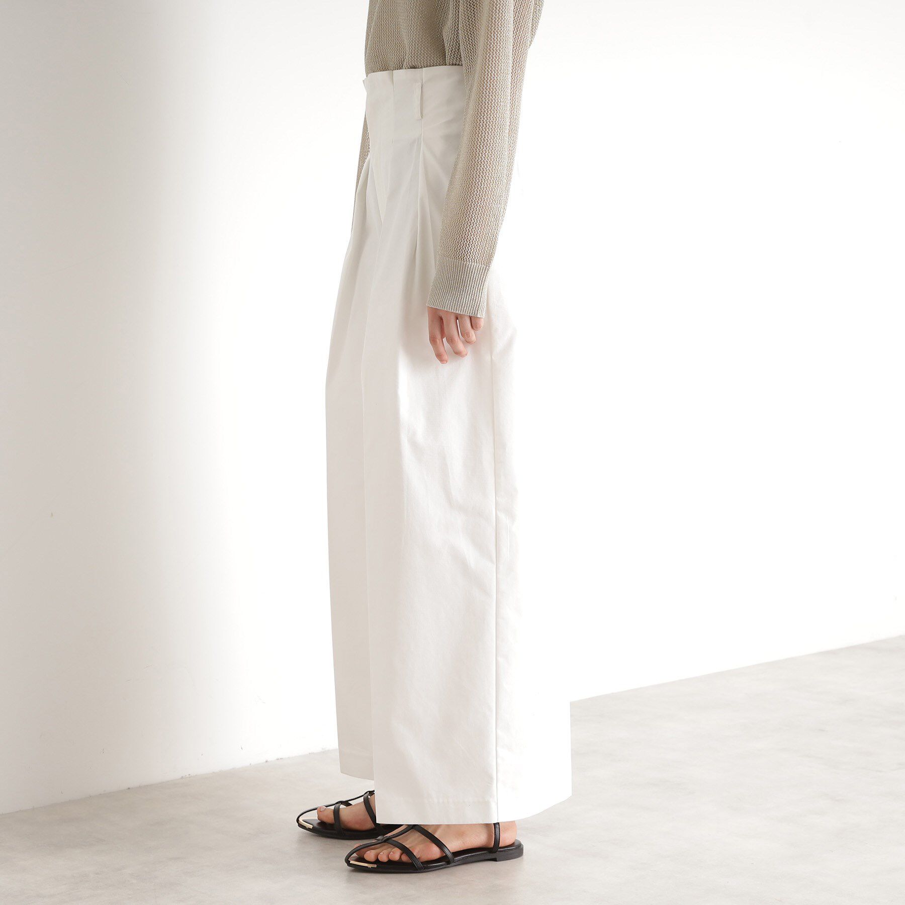 THE SHOP TK「ハイウエストタックワイドパンツ【洗える】」|その他|