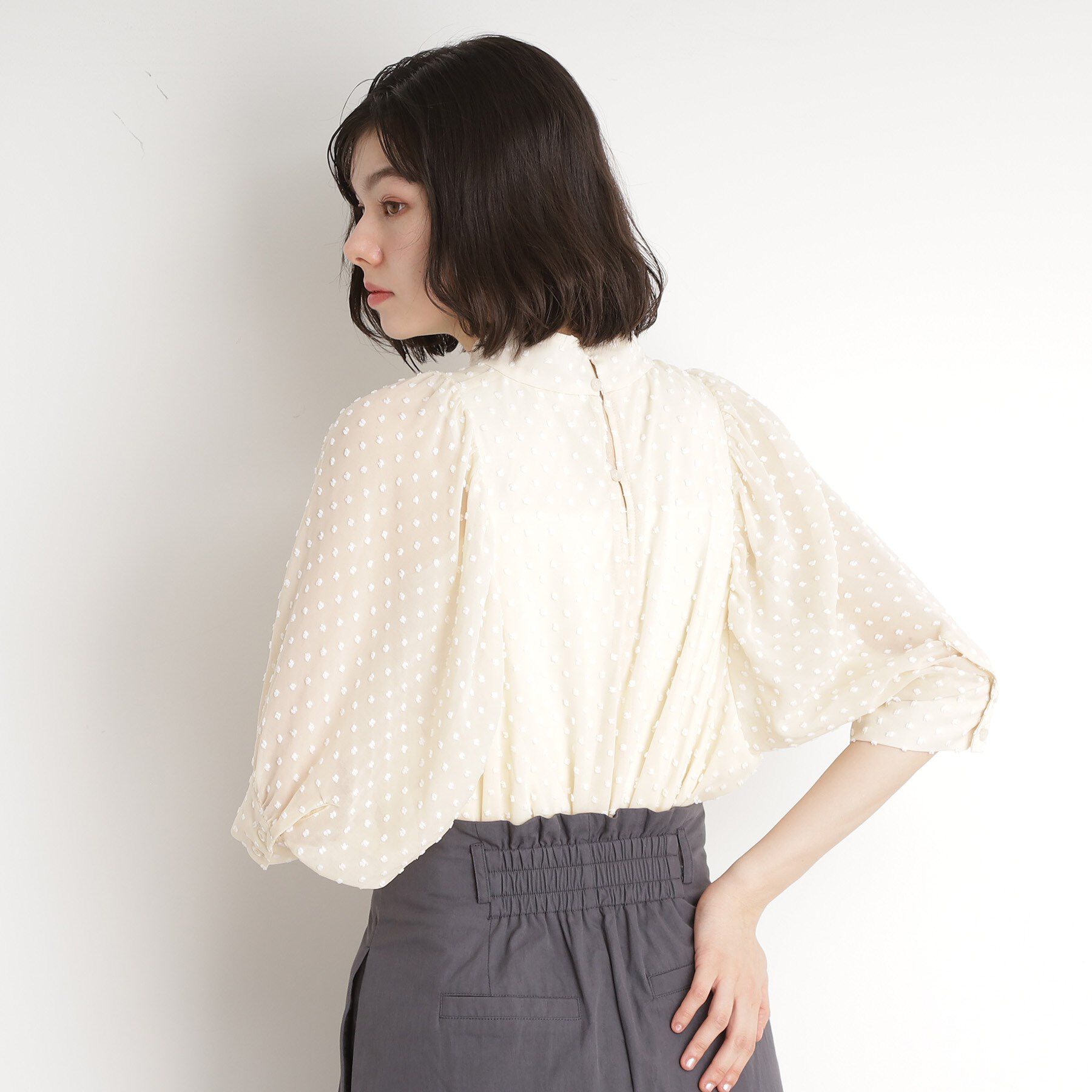 THE SHOP TK「ドットジャカードブラウス【洗える】」|シャツ・ブラウス|