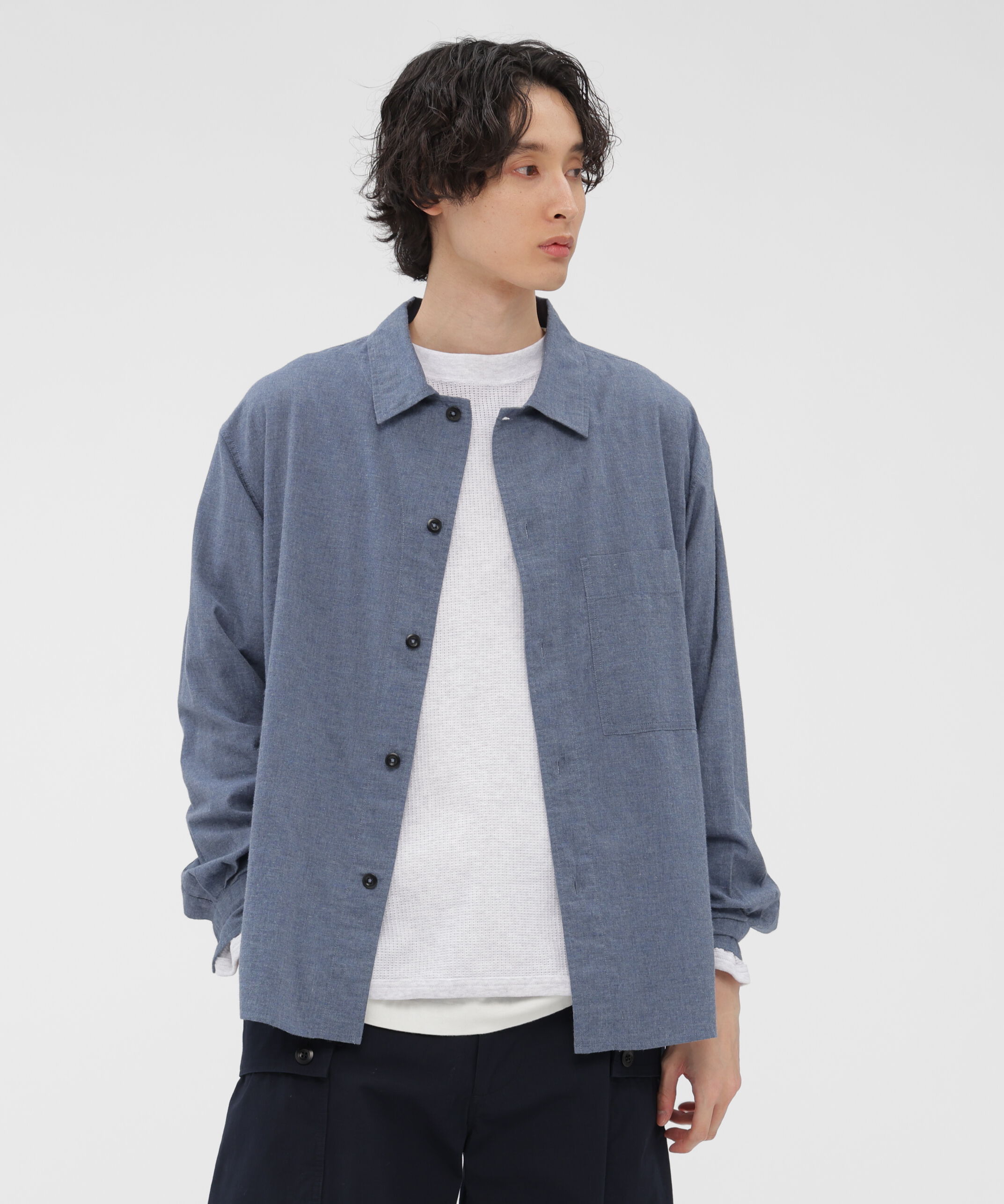 MHL.「TOP DYED COTTON POPLIN SHIRT」|シャツ・ブラウス|BLUE
