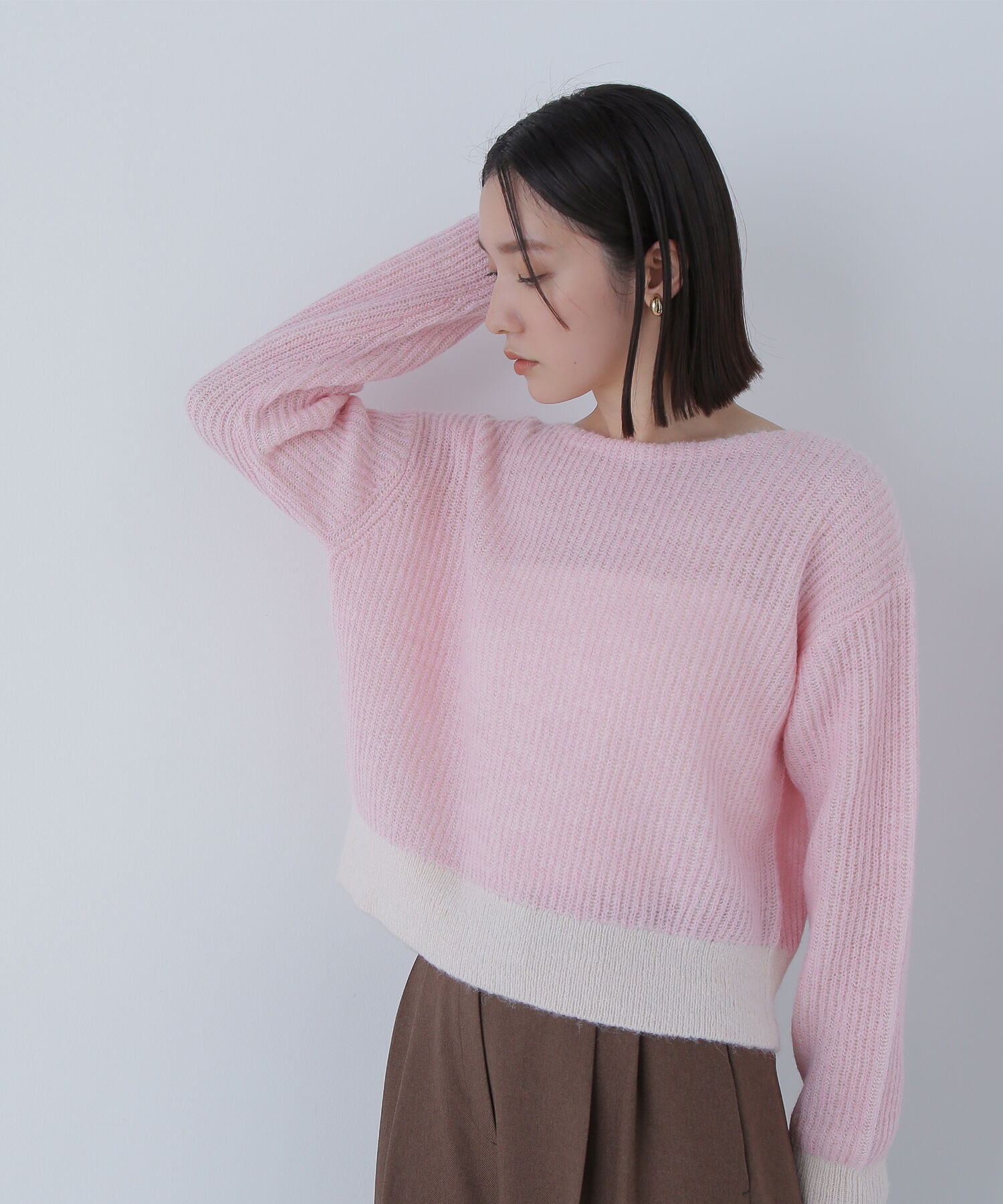  「配色リブボクシーニット」|ニット・セーター|