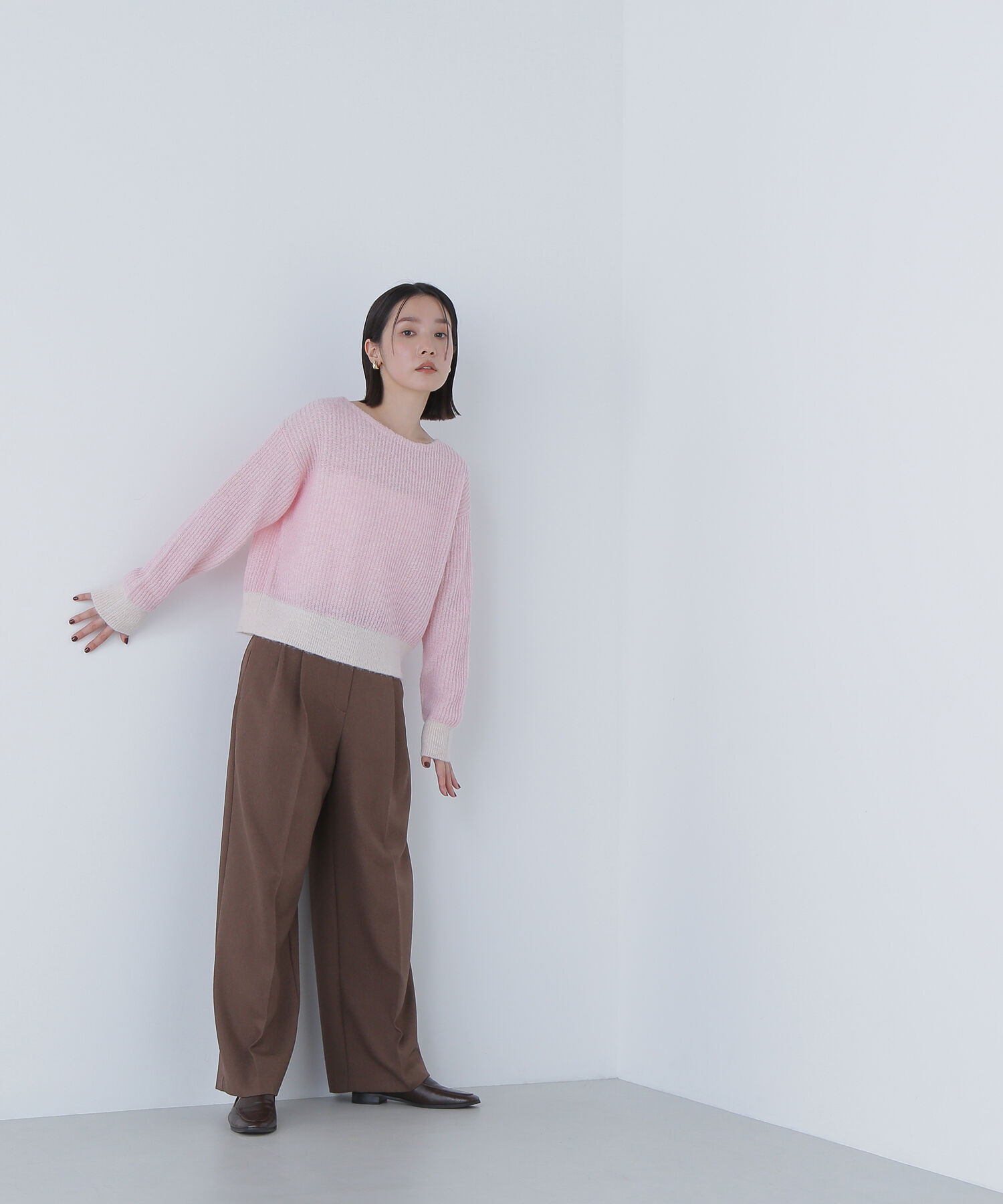  「配色リブボクシーニット」|ニット・セーター|