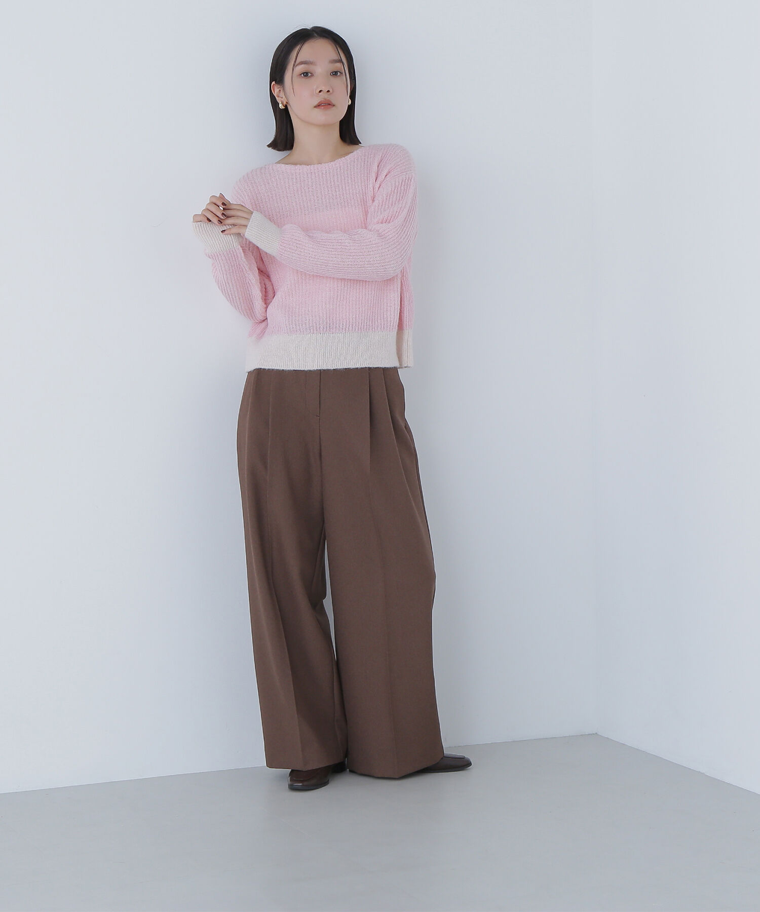  「配色リブボクシーニット」|ニット・セーター|