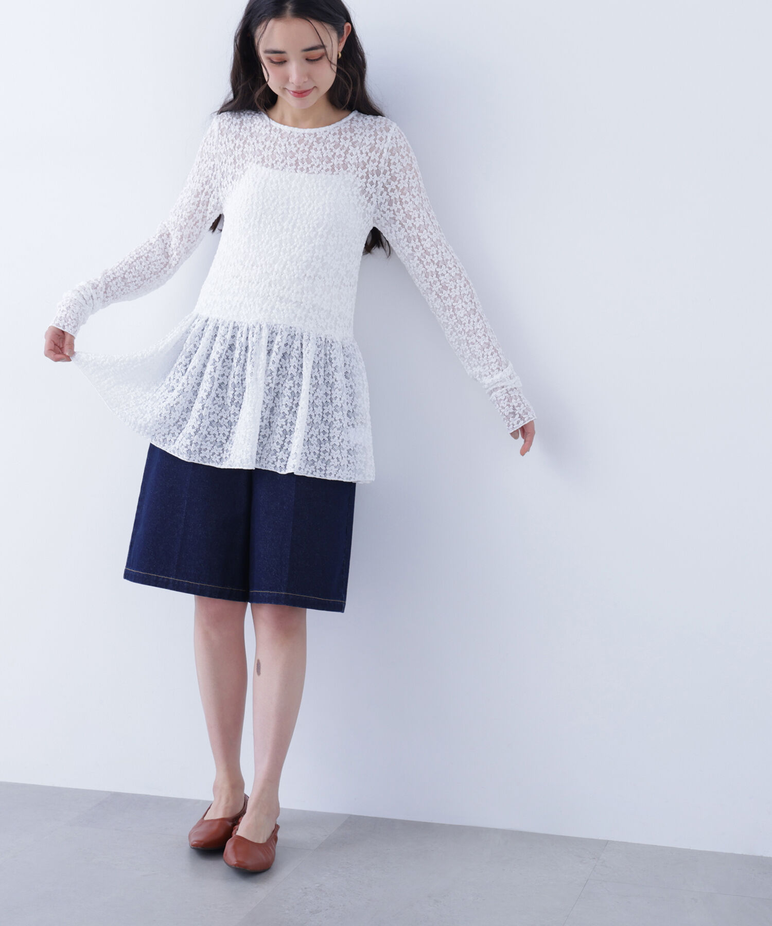  「〈N.〉 レースペプラムトップス」|Tシャツ・カットソー|