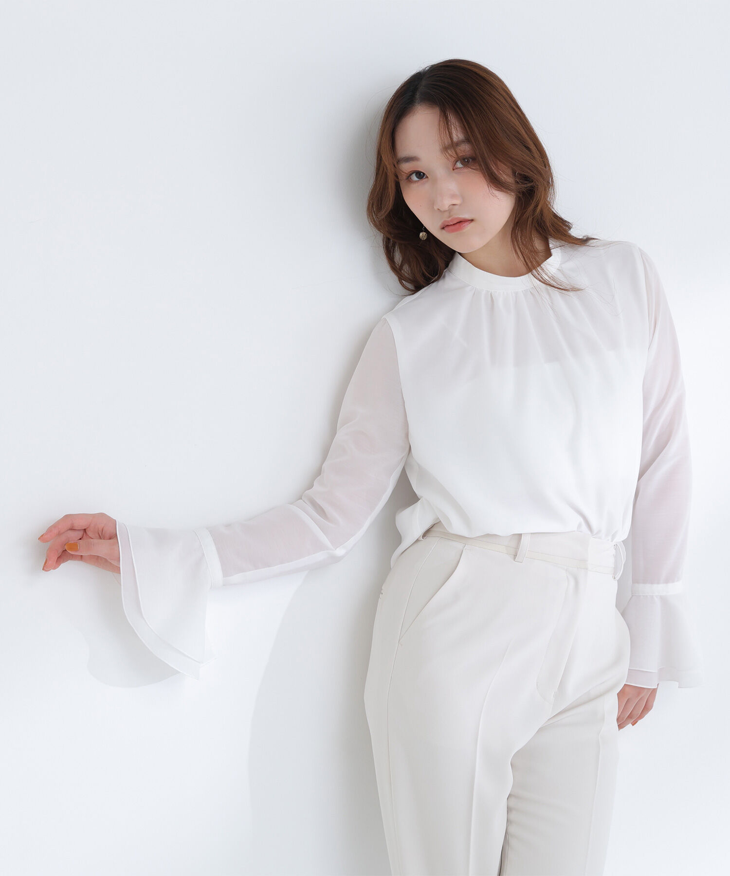  「フレアカフスシアーブラウス」|シャツ・ブラウス|