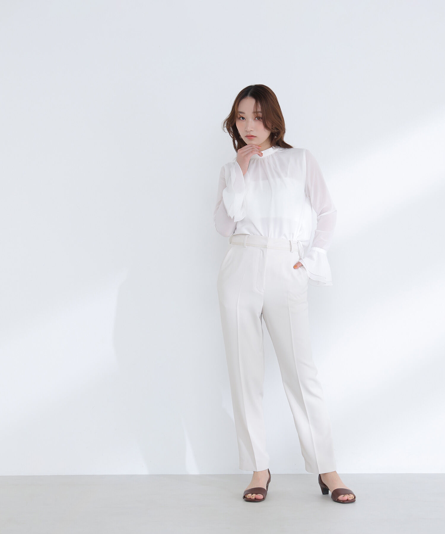  「フレアカフスシアーブラウス」|シャツ・ブラウス|