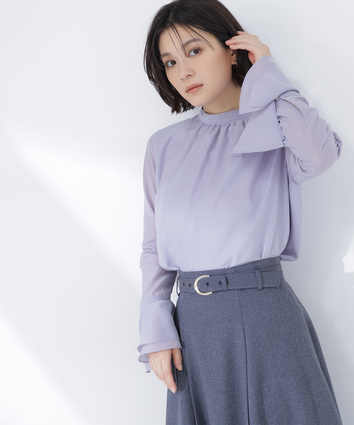  「フレアカフスシアーブラウス」|シャツ・ブラウス|