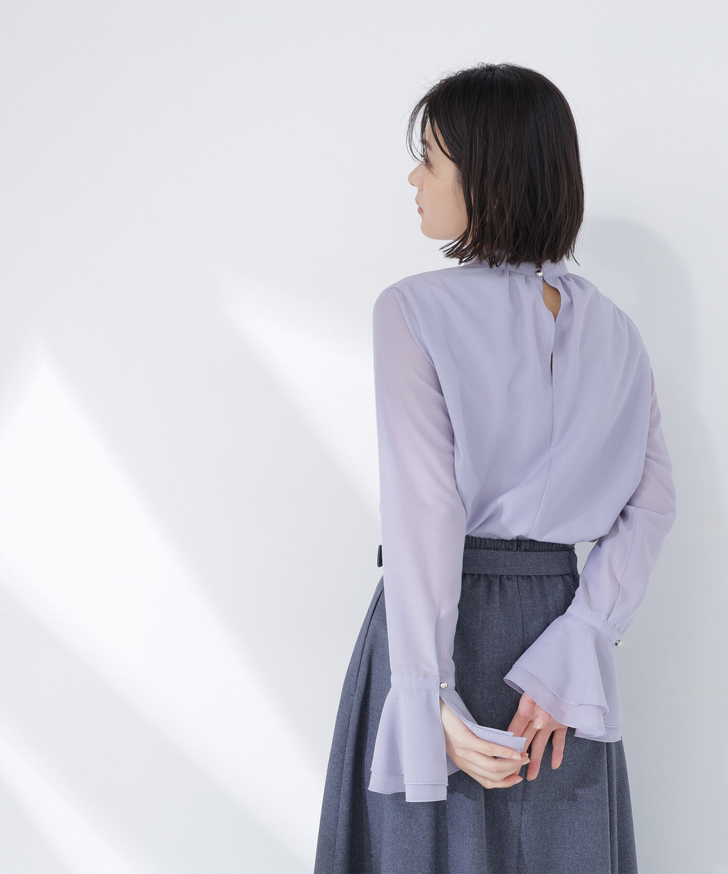  「フレアカフスシアーブラウス」|シャツ・ブラウス|