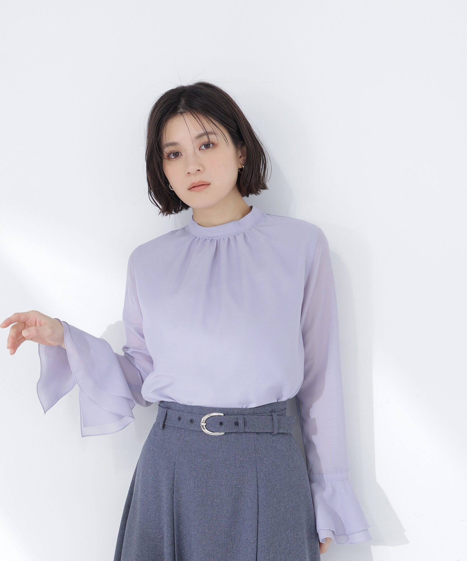  「フレアカフスシアーブラウス」|シャツ・ブラウス|