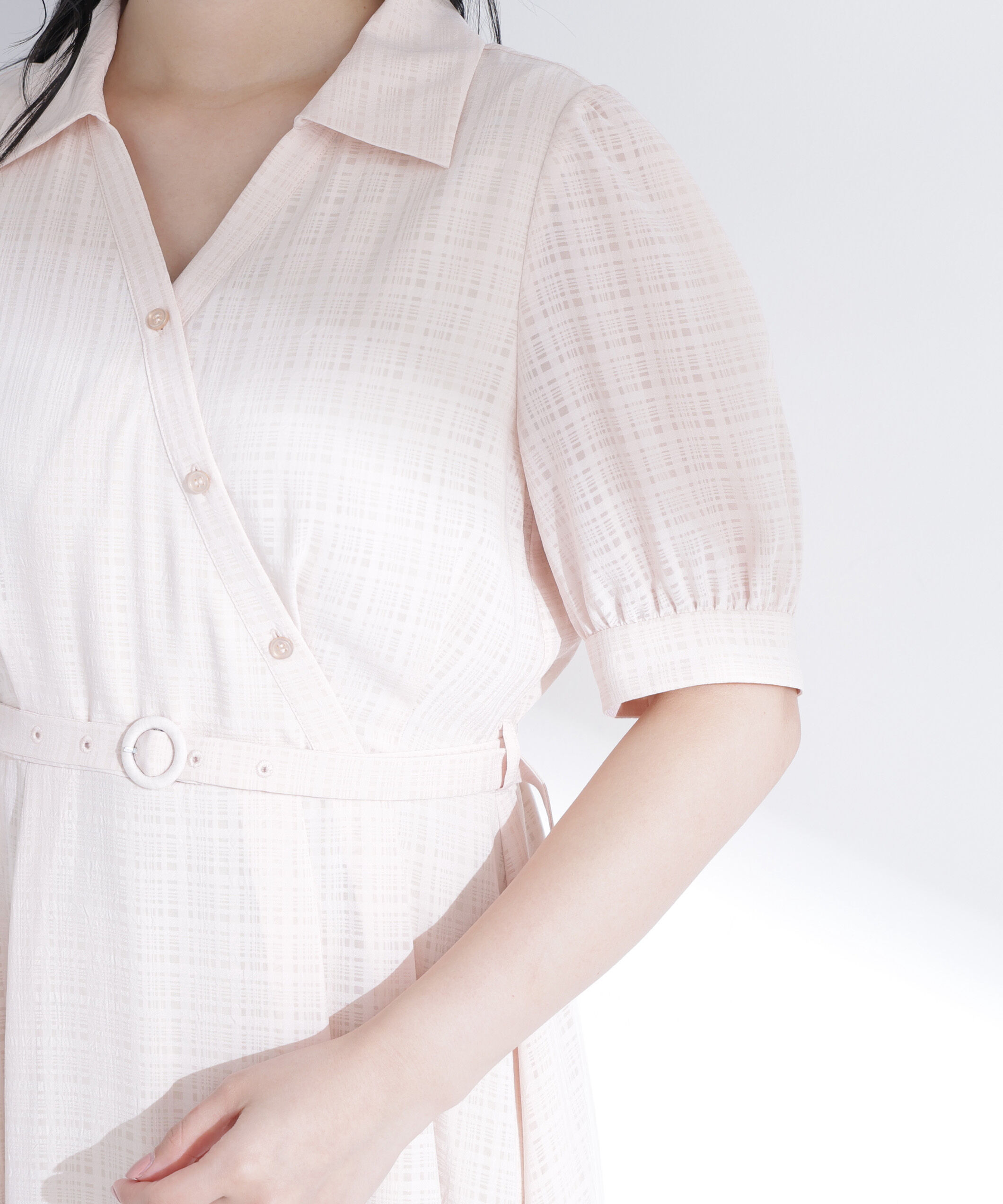  「シャドーチェックカシュクールワンピース」|ワンピース|