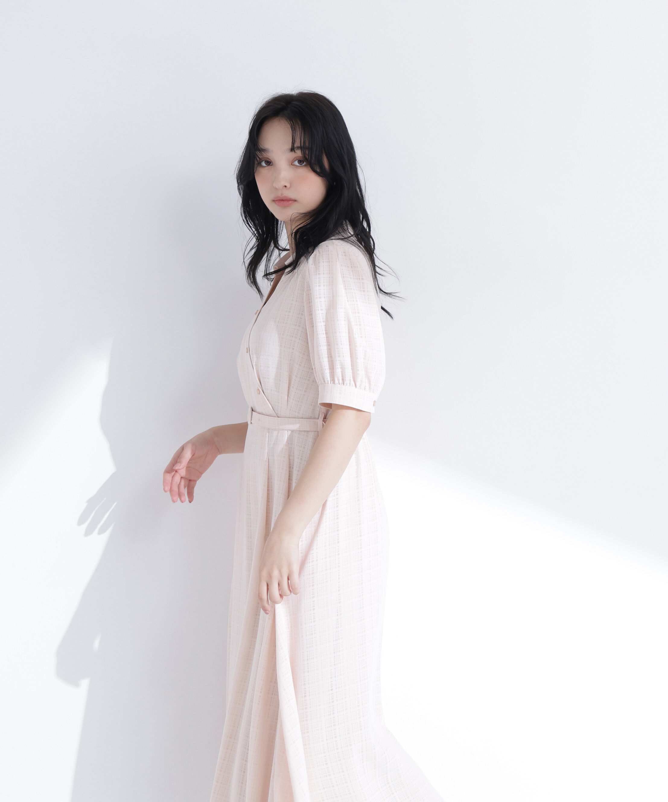  「シャドーチェックカシュクールワンピース」|ワンピース|