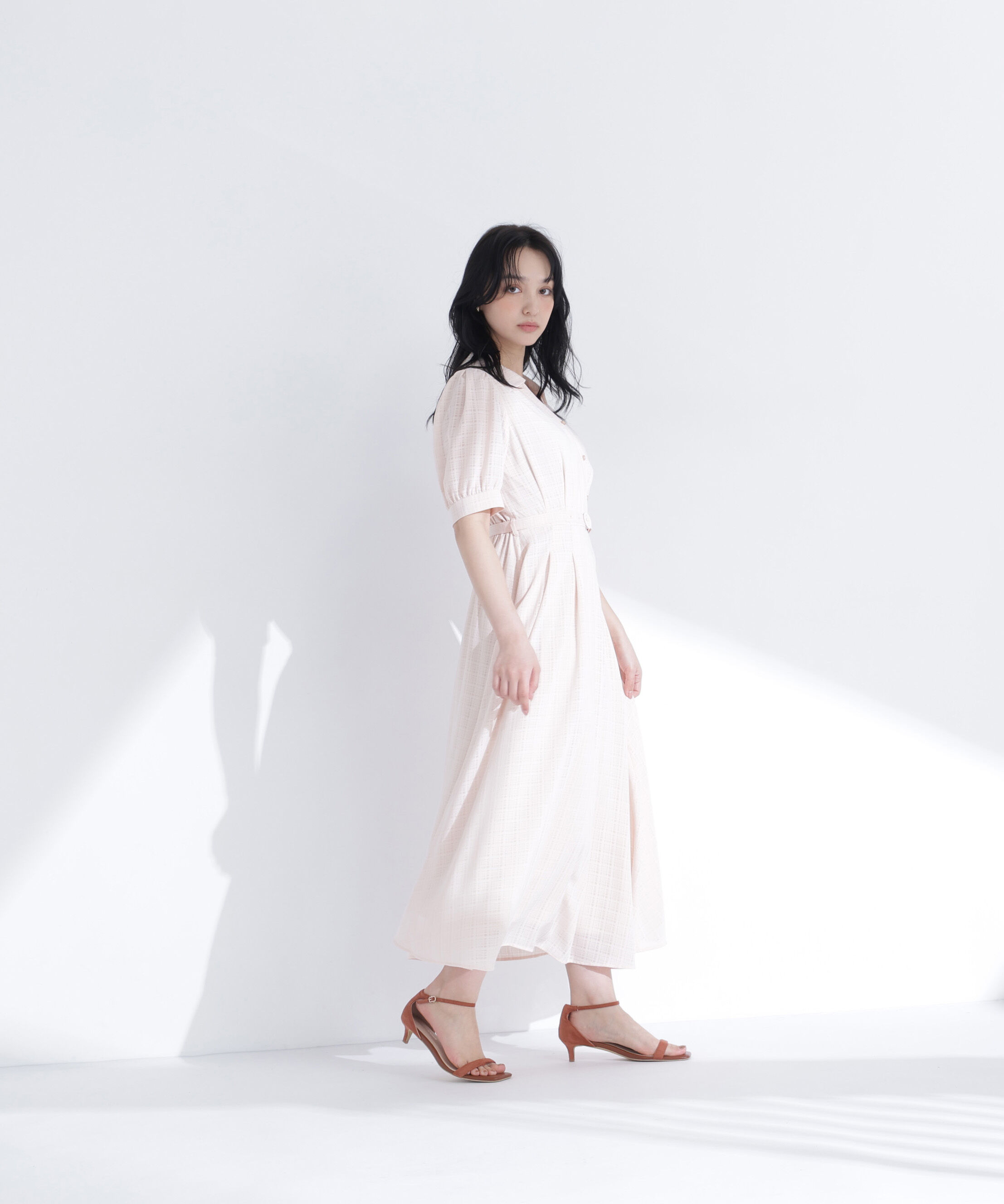  「シャドーチェックカシュクールワンピース」|ワンピース|