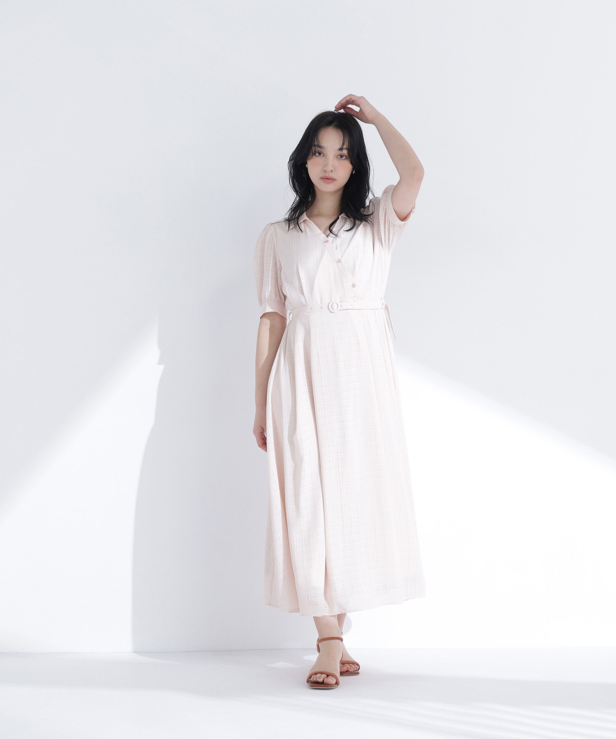  「シャドーチェックカシュクールワンピース」|ワンピース|