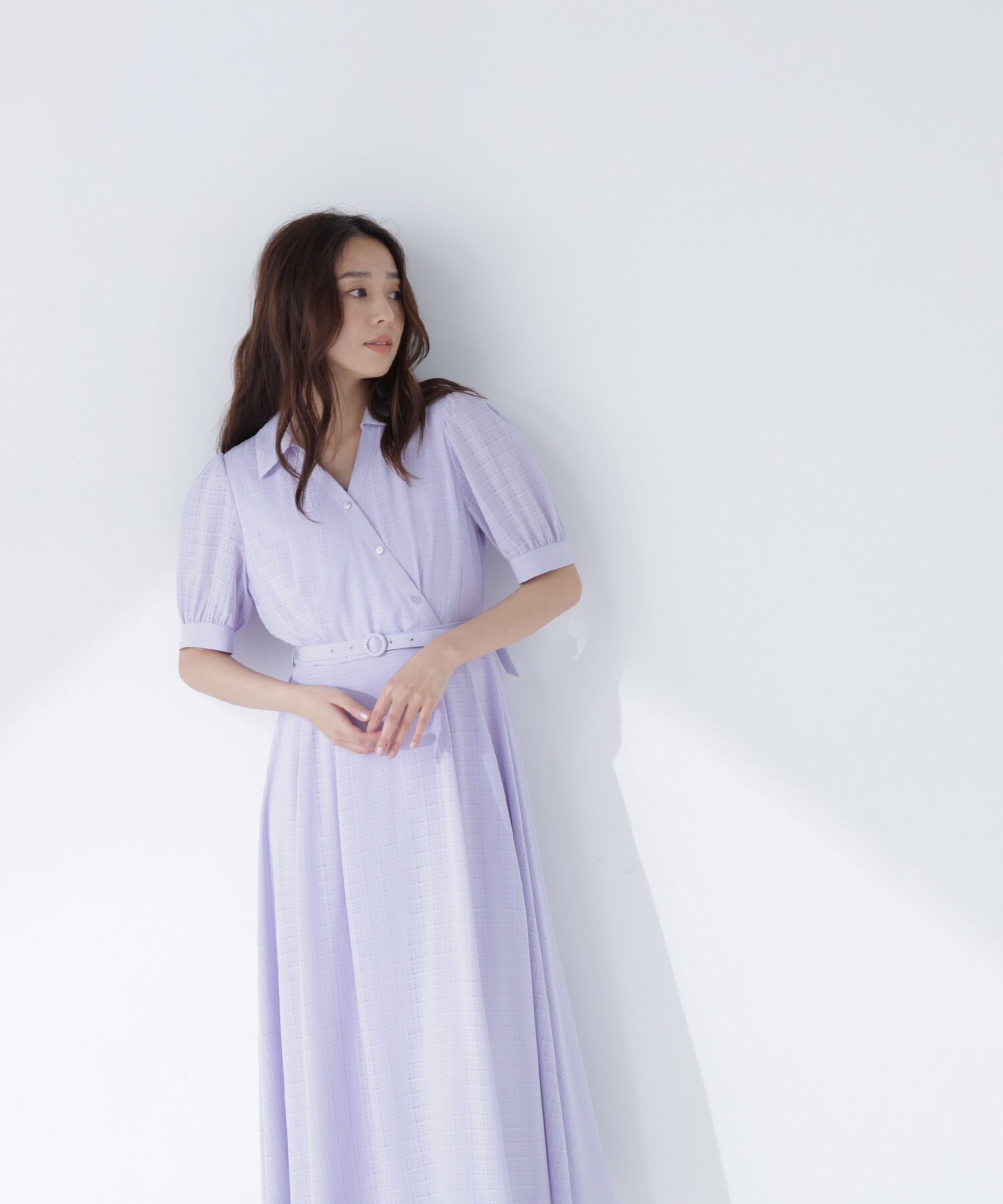  「シャドーチェックカシュクールワンピース」|ワンピース|