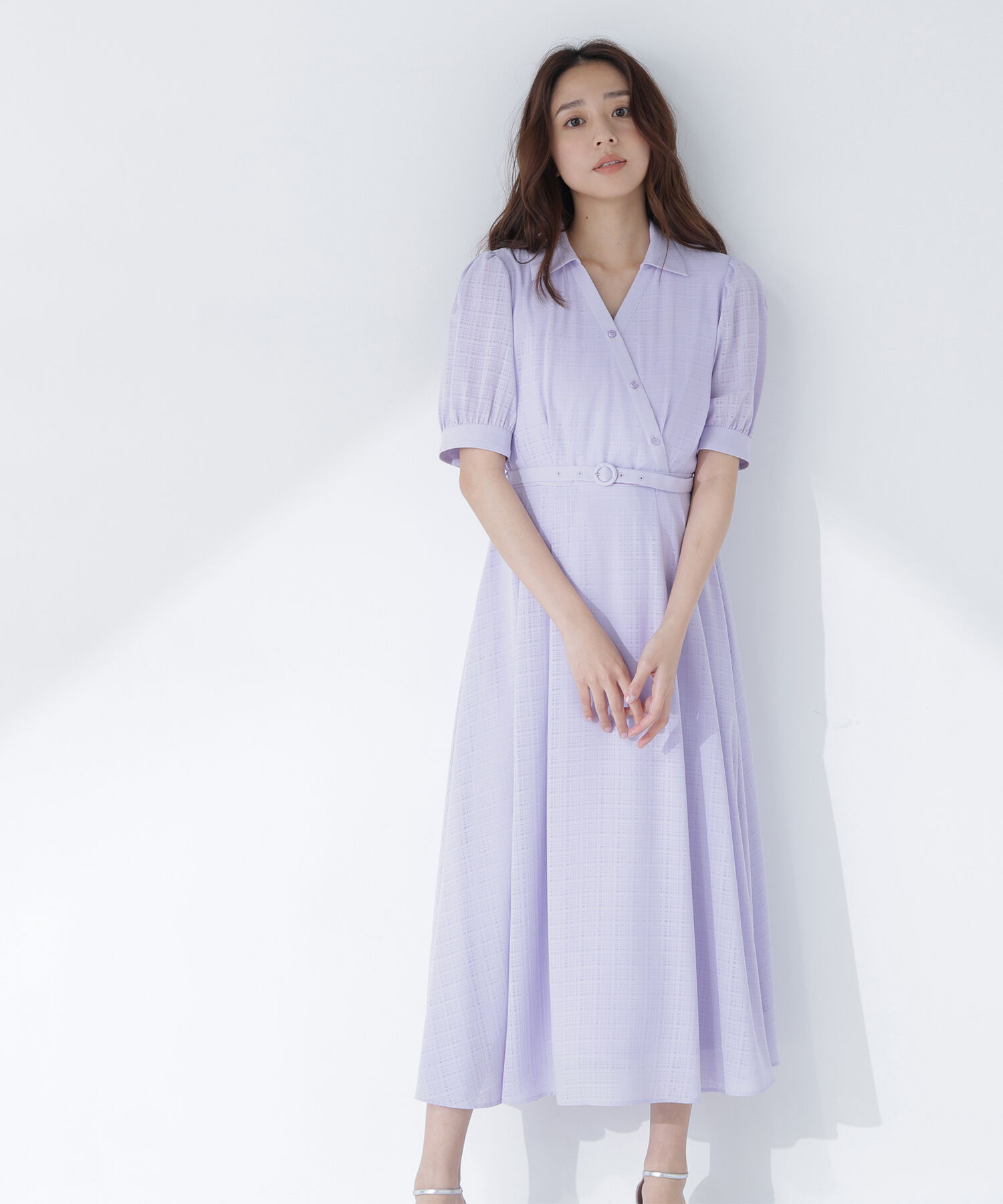  「シャドーチェックカシュクールワンピース」|ワンピース|