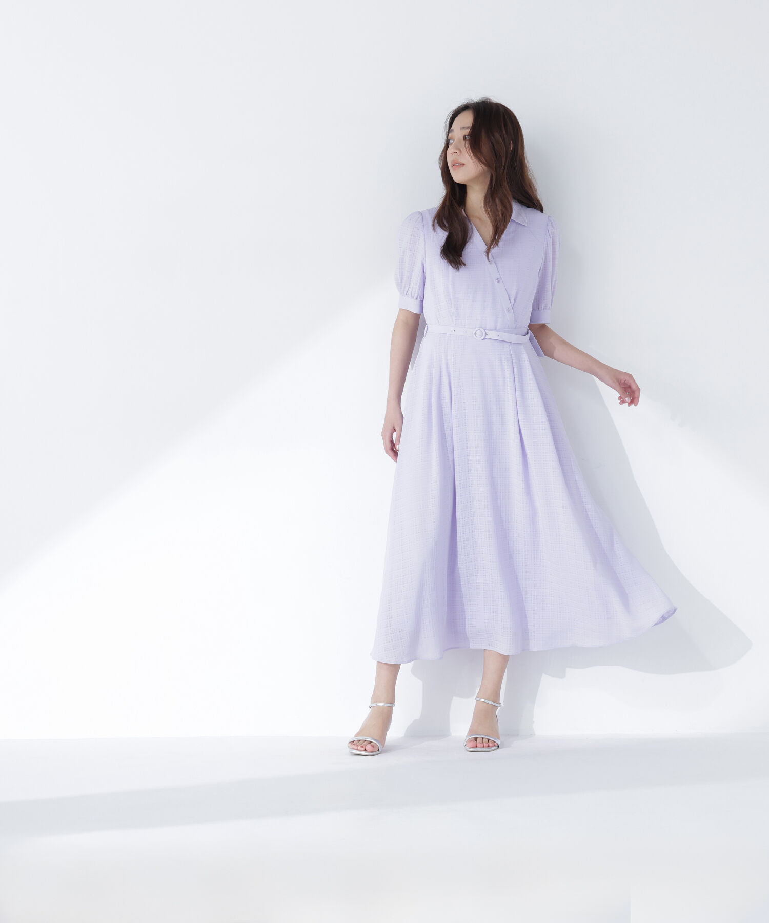  「シャドーチェックカシュクールワンピース」|ワンピース|