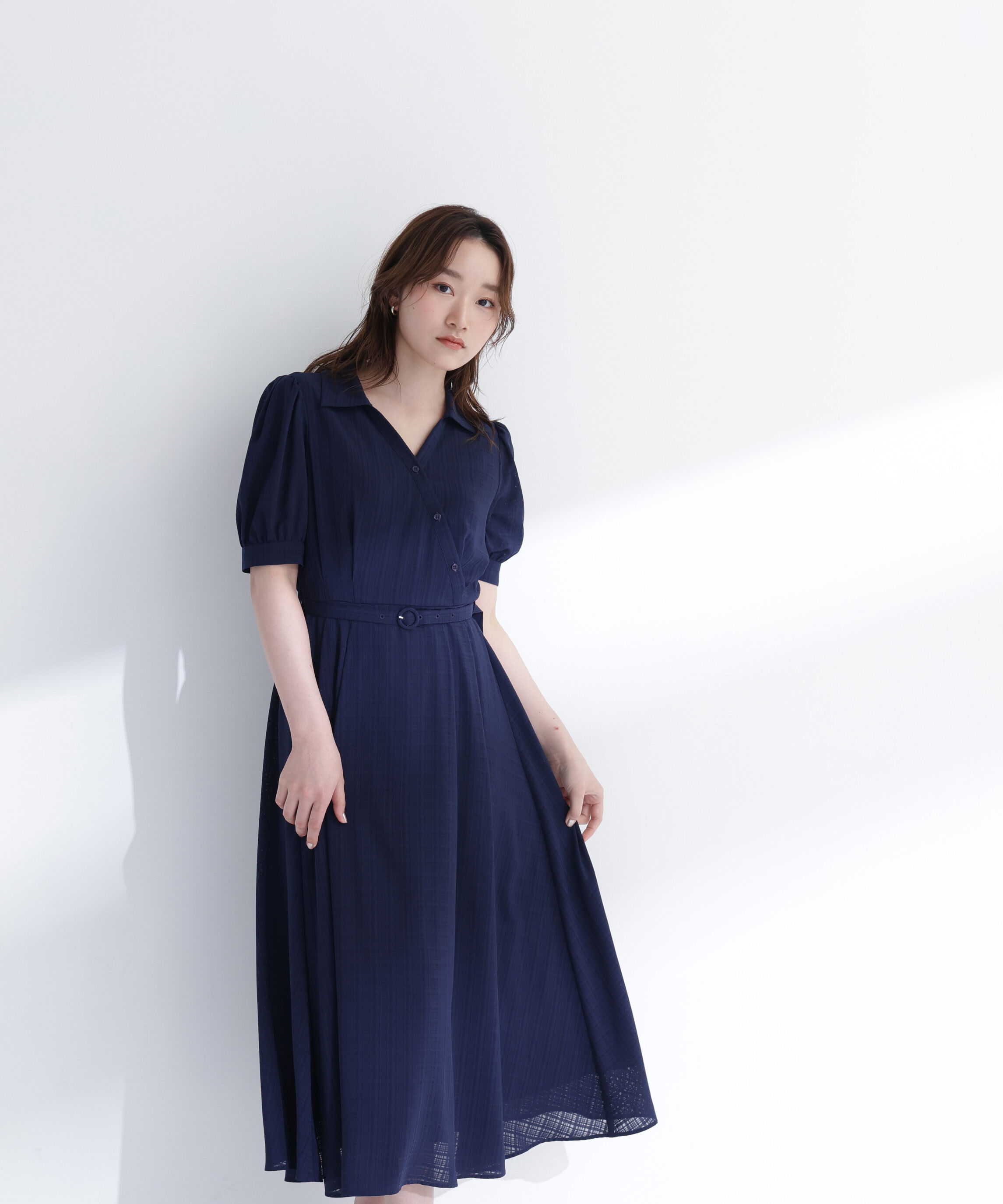  「シャドーチェックカシュクールワンピース」|ワンピース|