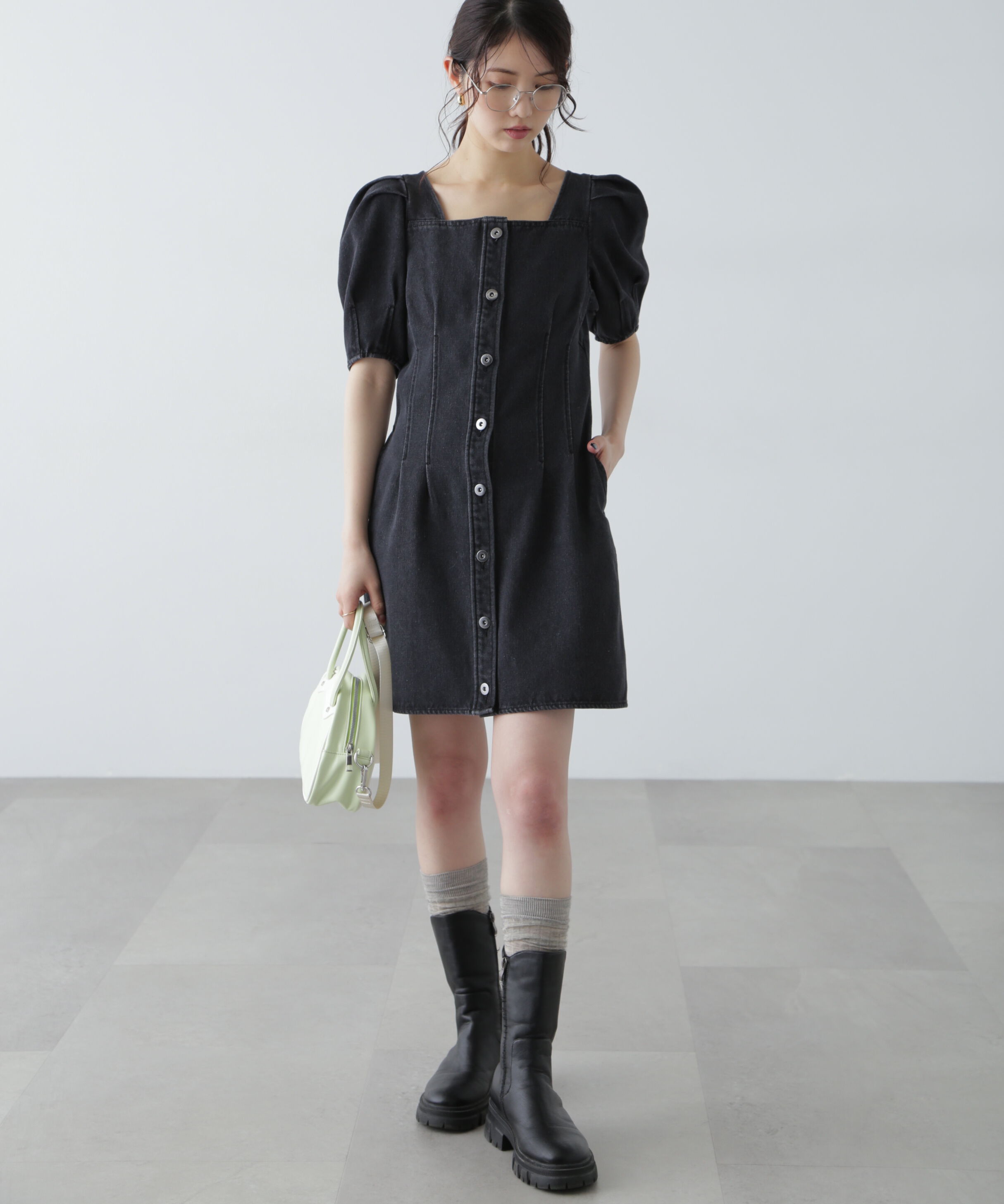  「デニムミニワンピース」|ワンピース|
