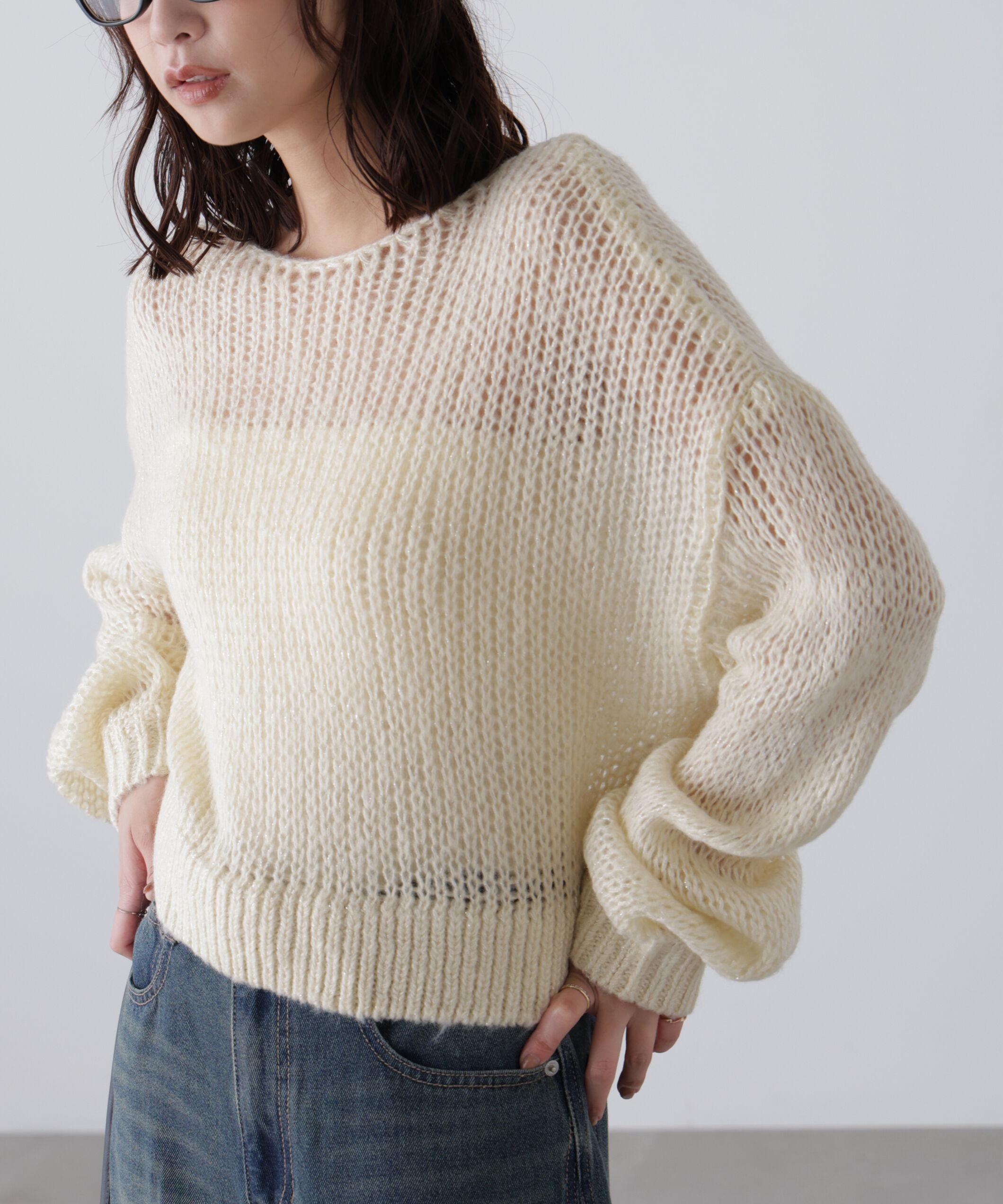  「シアーモヘヤラメニット」|ニット・セーター|オフ