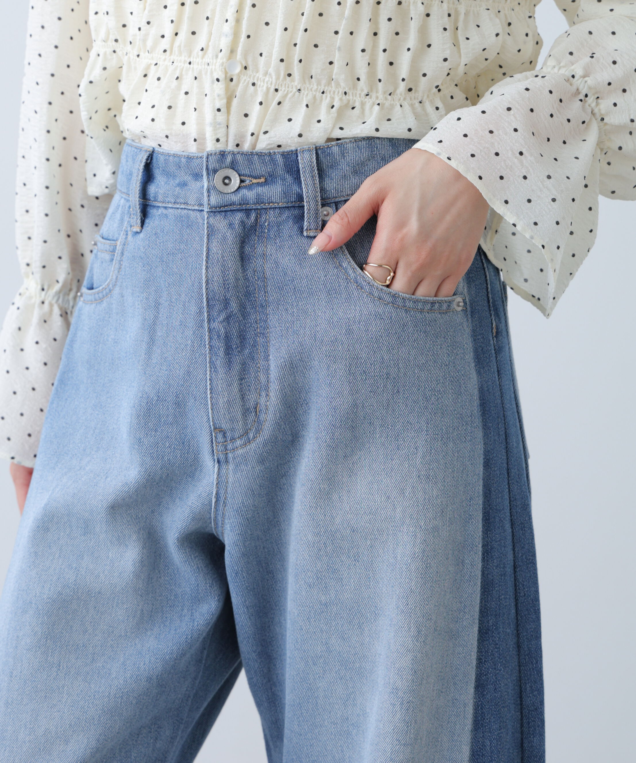  「[低身長サイズ/Sシリーズ]配色パネルバレルワイドパンツ」|その他|