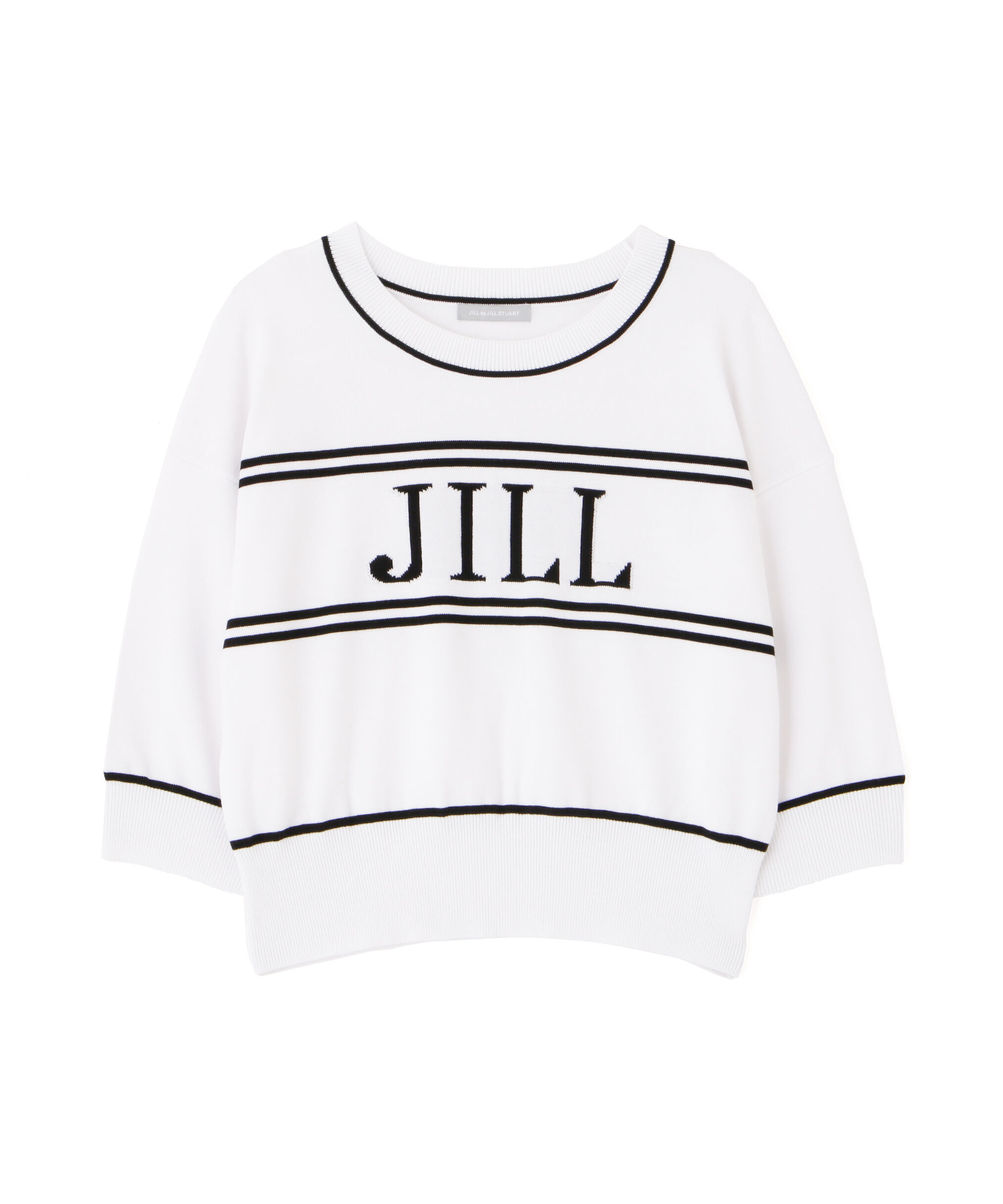  「バイカラービッグロゴニット五分袖」|ニット・セーター|