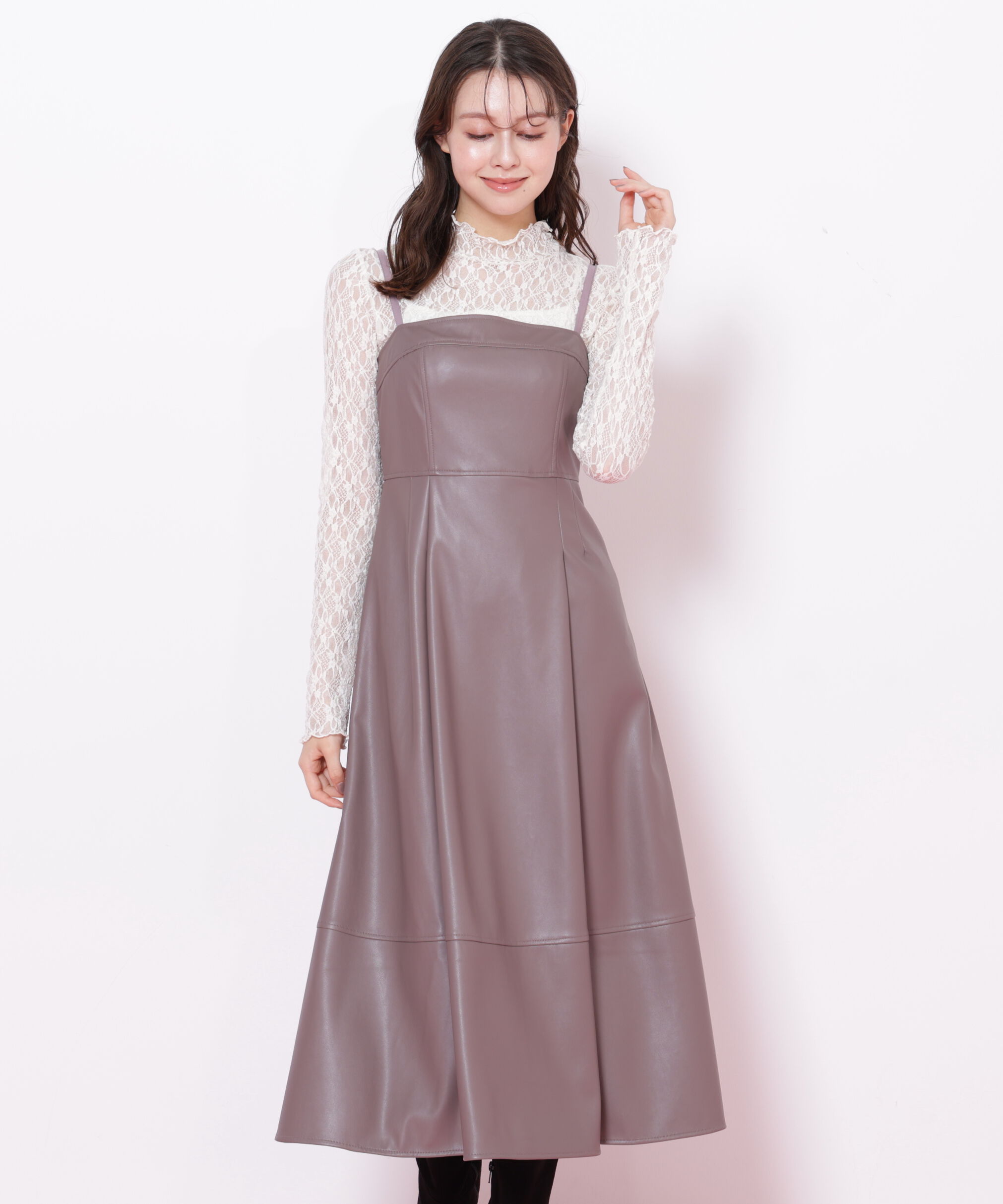  「バリエーションキャミワンピース」|ワンピース|モカピンク