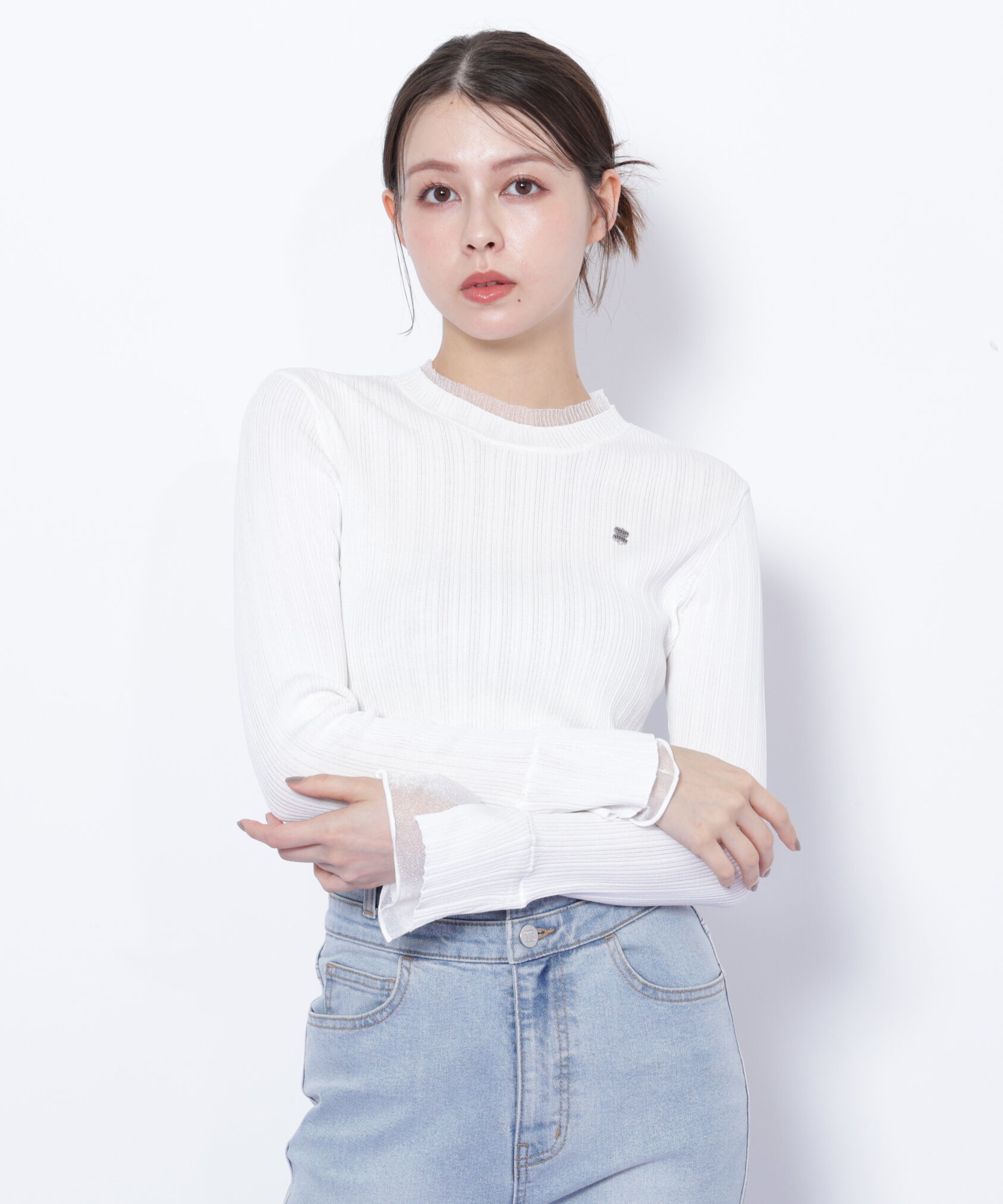  「シアーフリルニット」|ニット・セーター|ホワイト