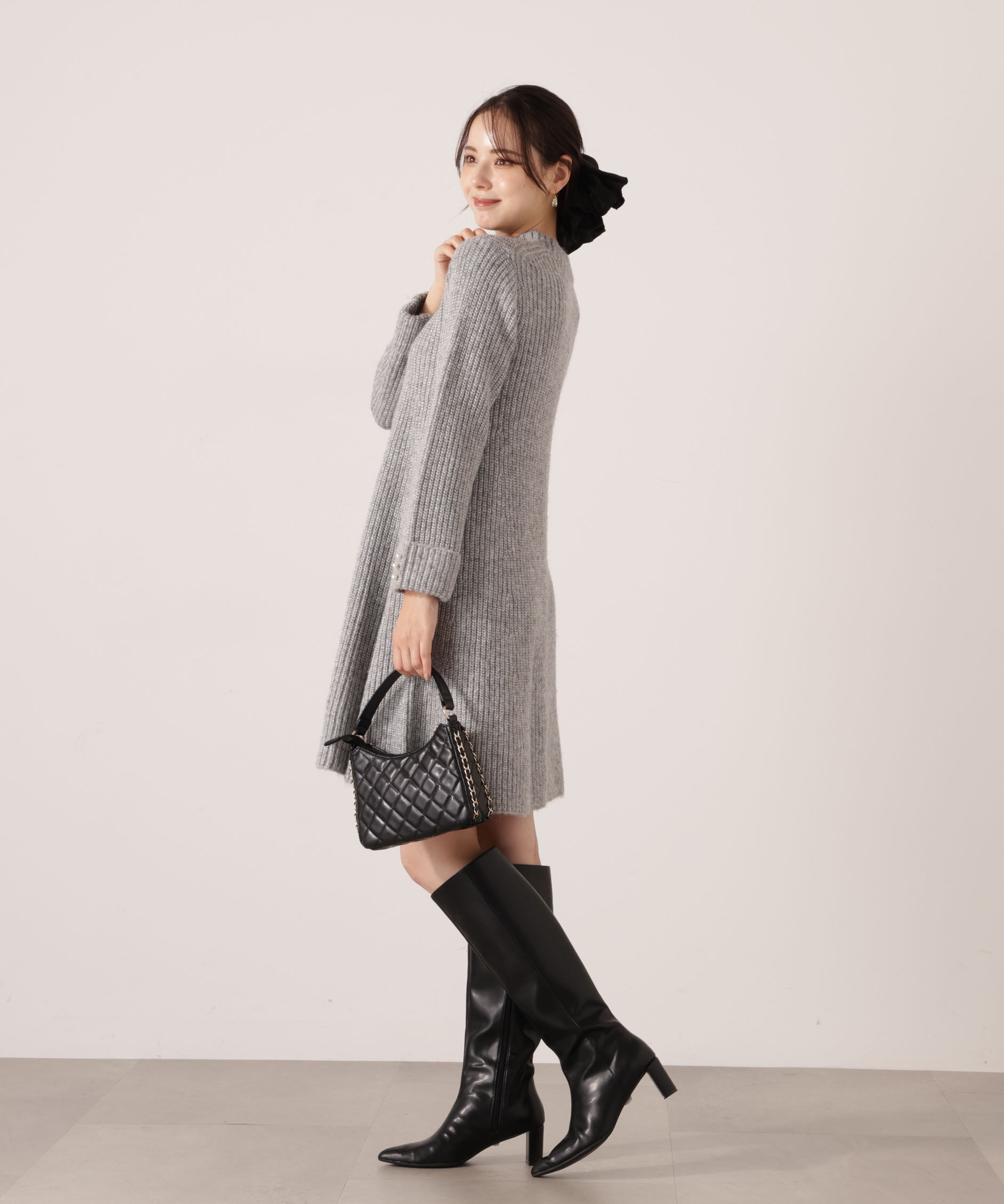 PROPORTION BODY DRESSING「ウールブレンドラメ入りニットミニワンピース　25AW」|ワンピース|