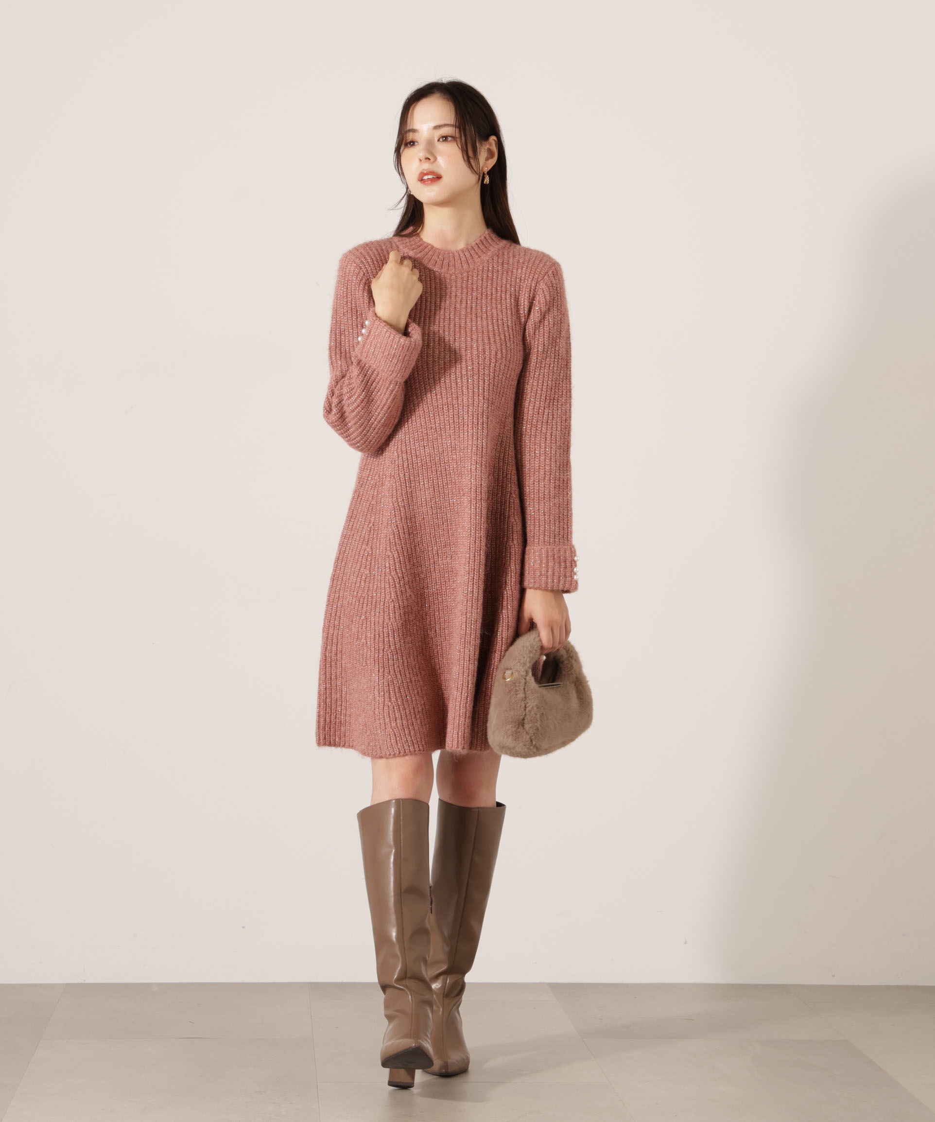 PROPORTION BODY DRESSING「ウールブレンドラメ入りニットミニワンピース　25AW」|ワンピース|