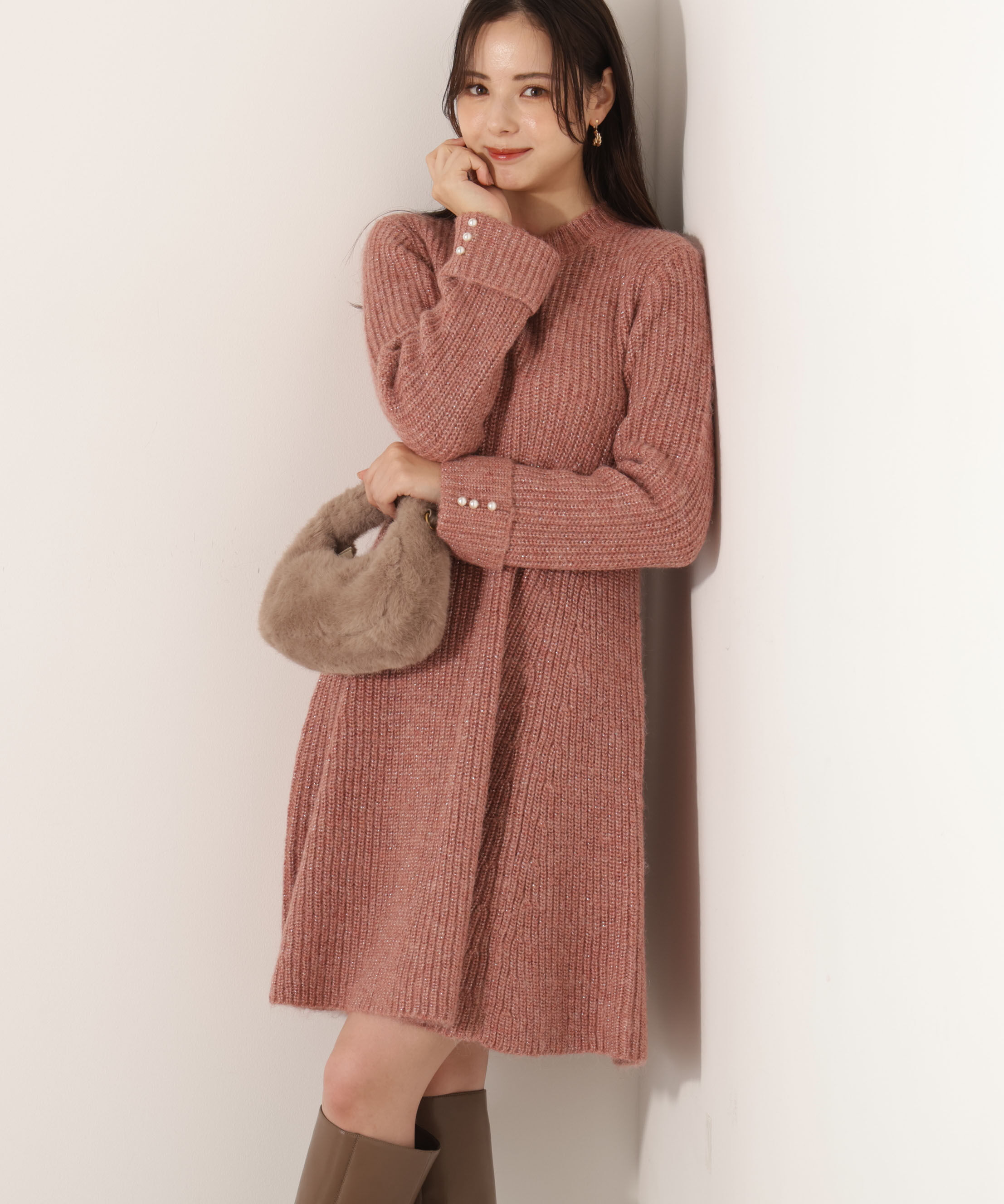 PROPORTION BODY DRESSING「ウールブレンドラメ入りニットミニワンピース　25AW」|ワンピース|