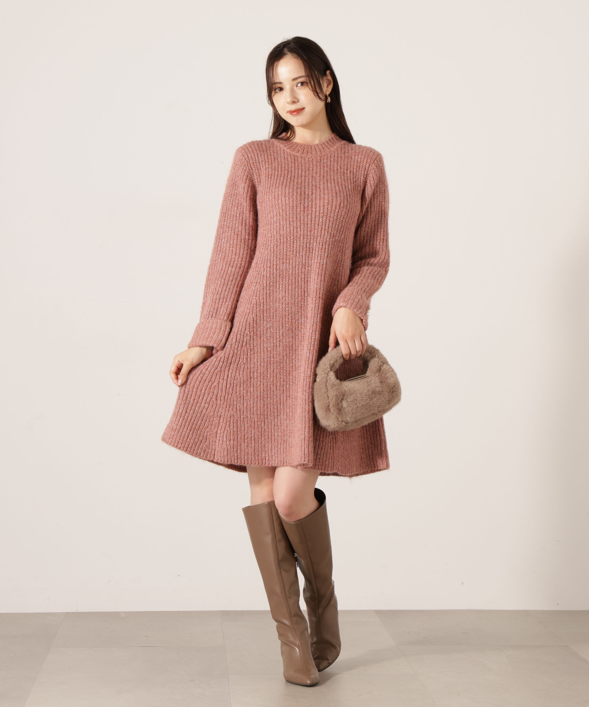 PROPORTION BODY DRESSING「ウールブレンドラメ入りニットミニワンピース　25AW」|ワンピース|