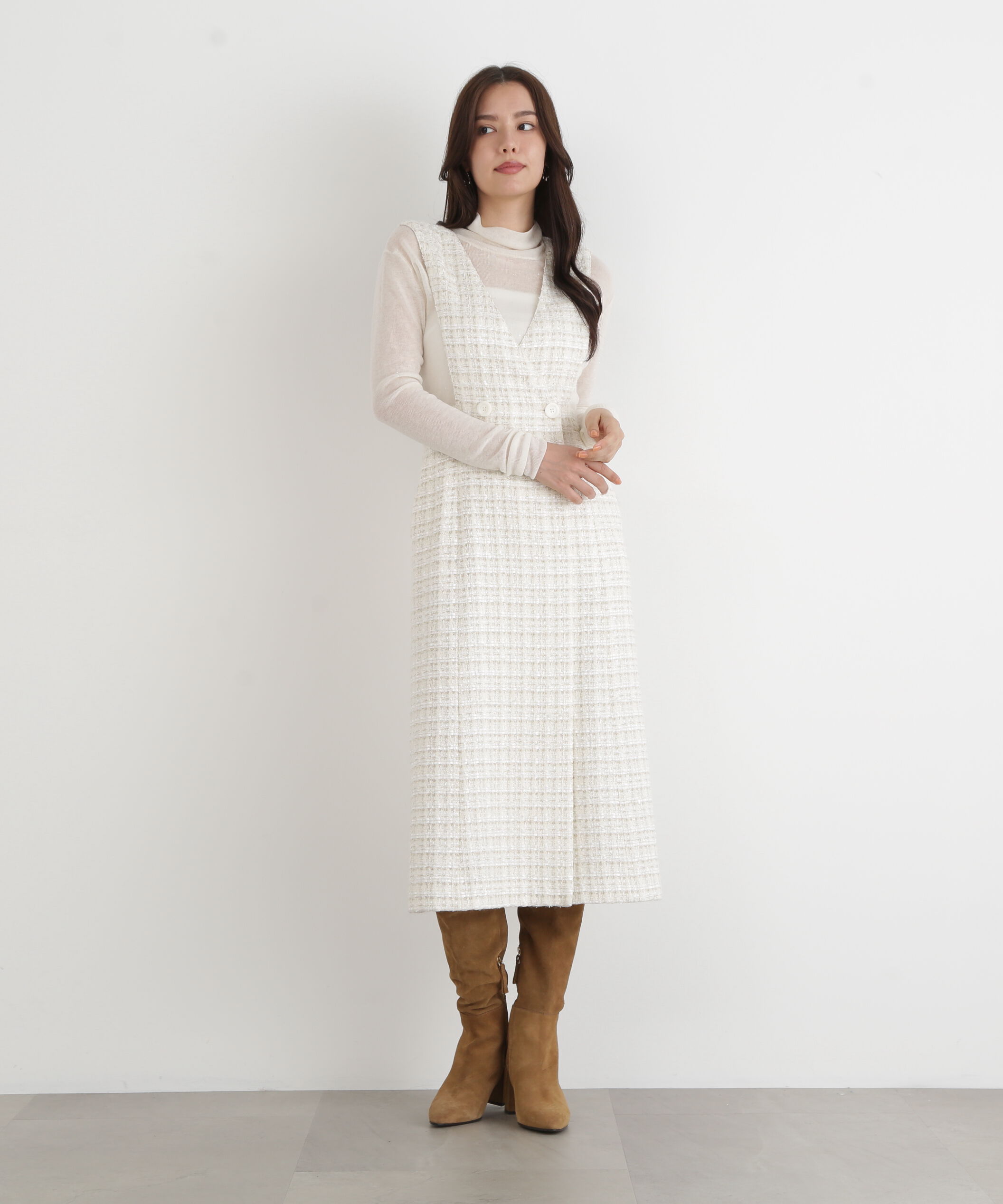  「◆ループツイードジャンバースカート」|ワンピース|