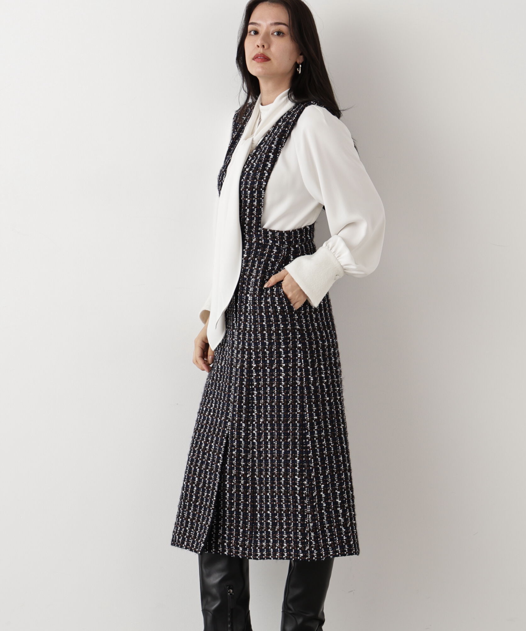  「◆ループツイードジャンバースカート」|ワンピース|