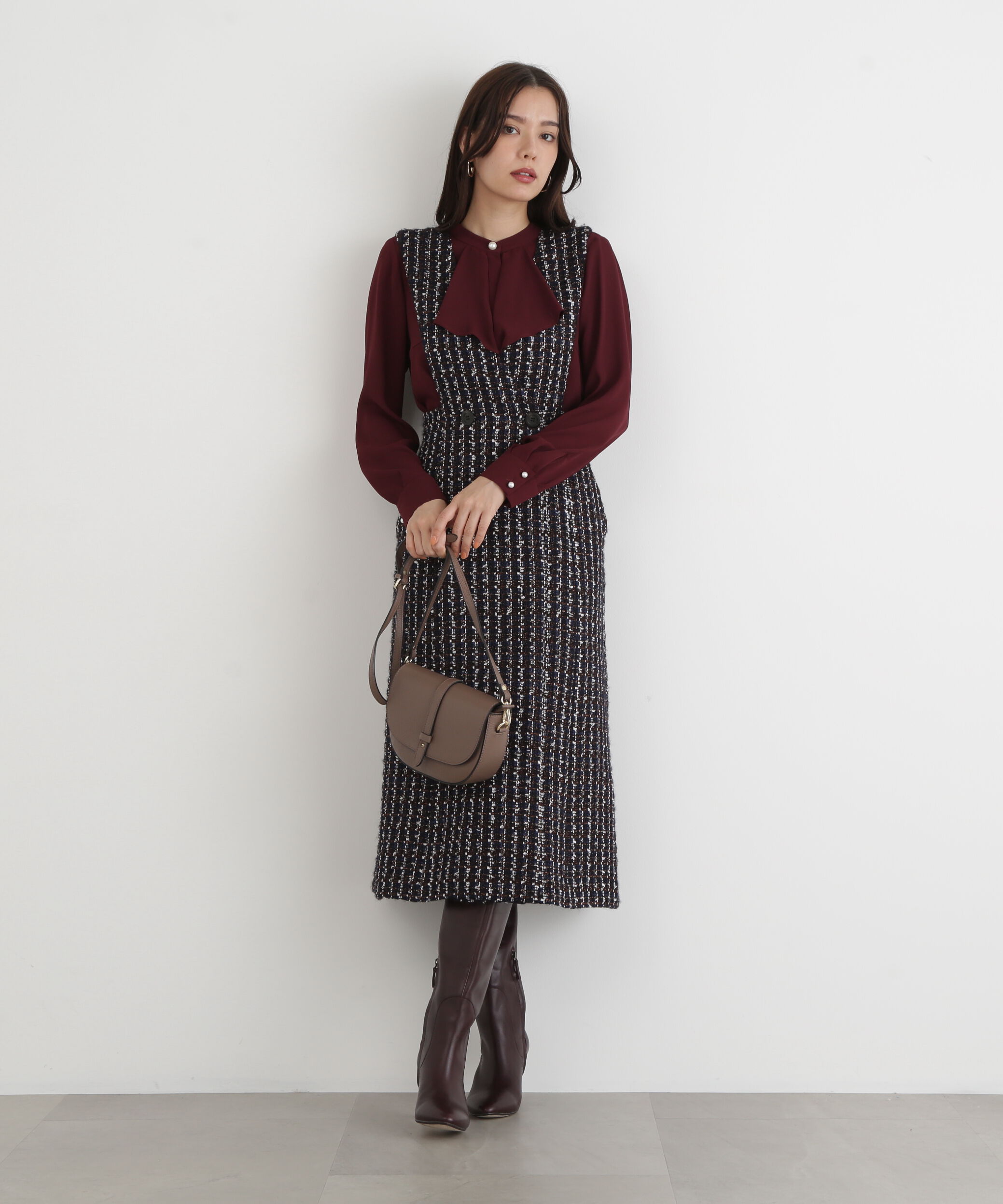  「◆ループツイードジャンバースカート」|ワンピース|