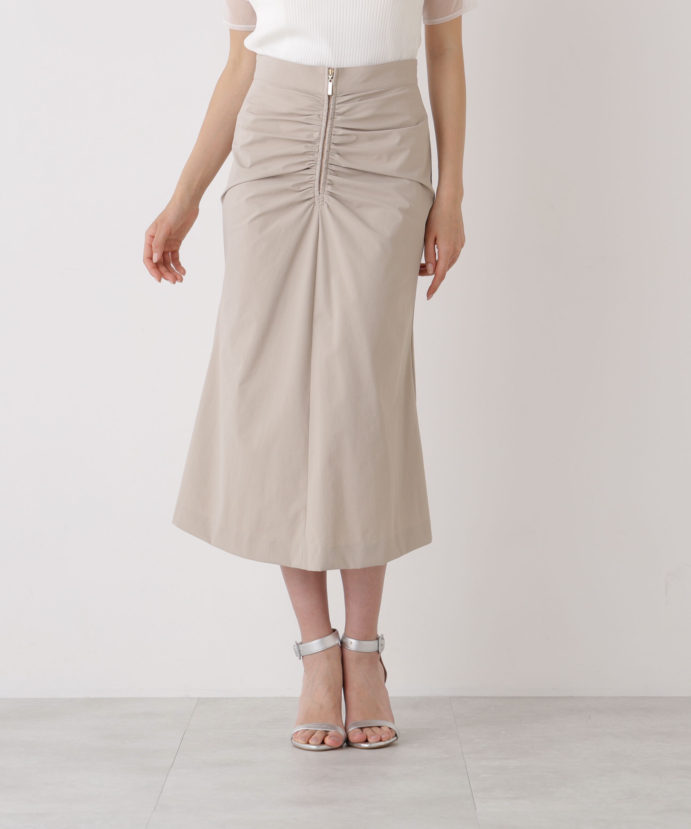  「ジップキャザースカート」|スカート|ベージュ