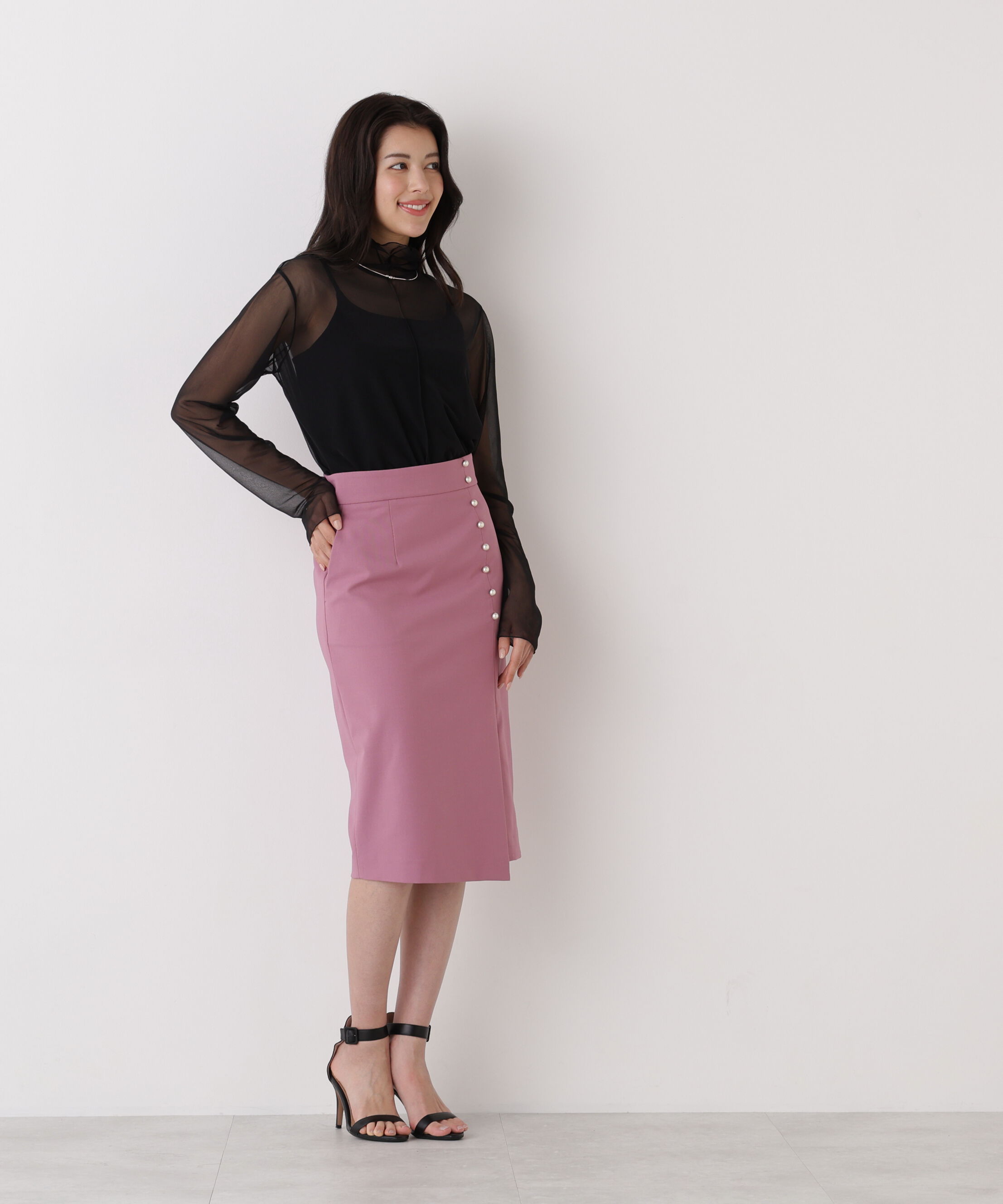  「シルバーボタンスカート」|スカート|