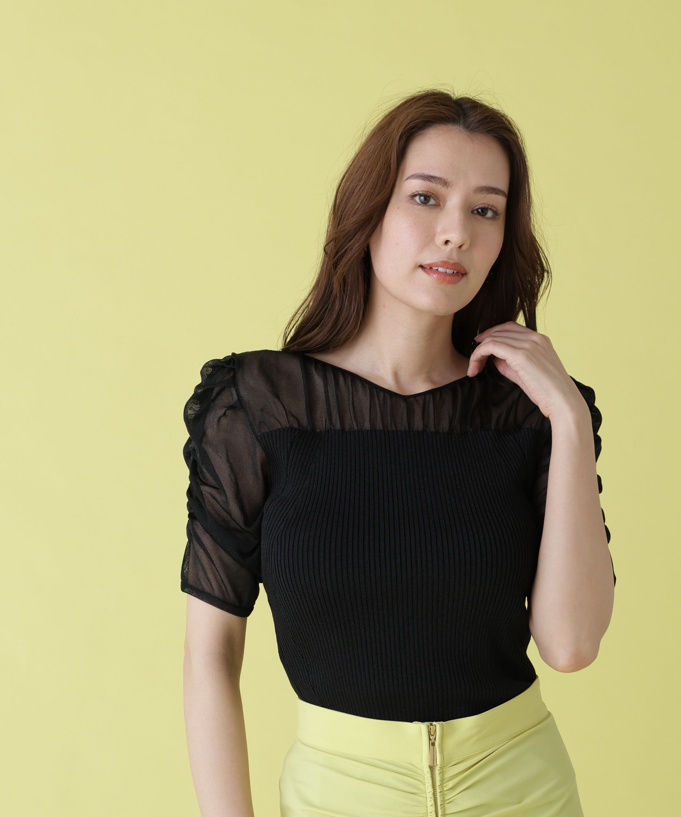  「ラメニットシアーコンビプルオーバー」|ニット・セーター|