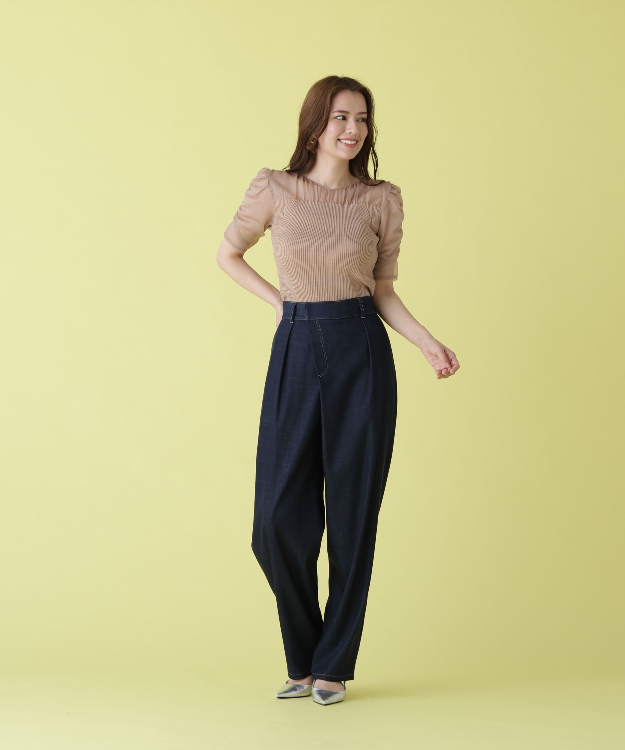  「ラメニットシアーコンビプルオーバー」|ニット・セーター|