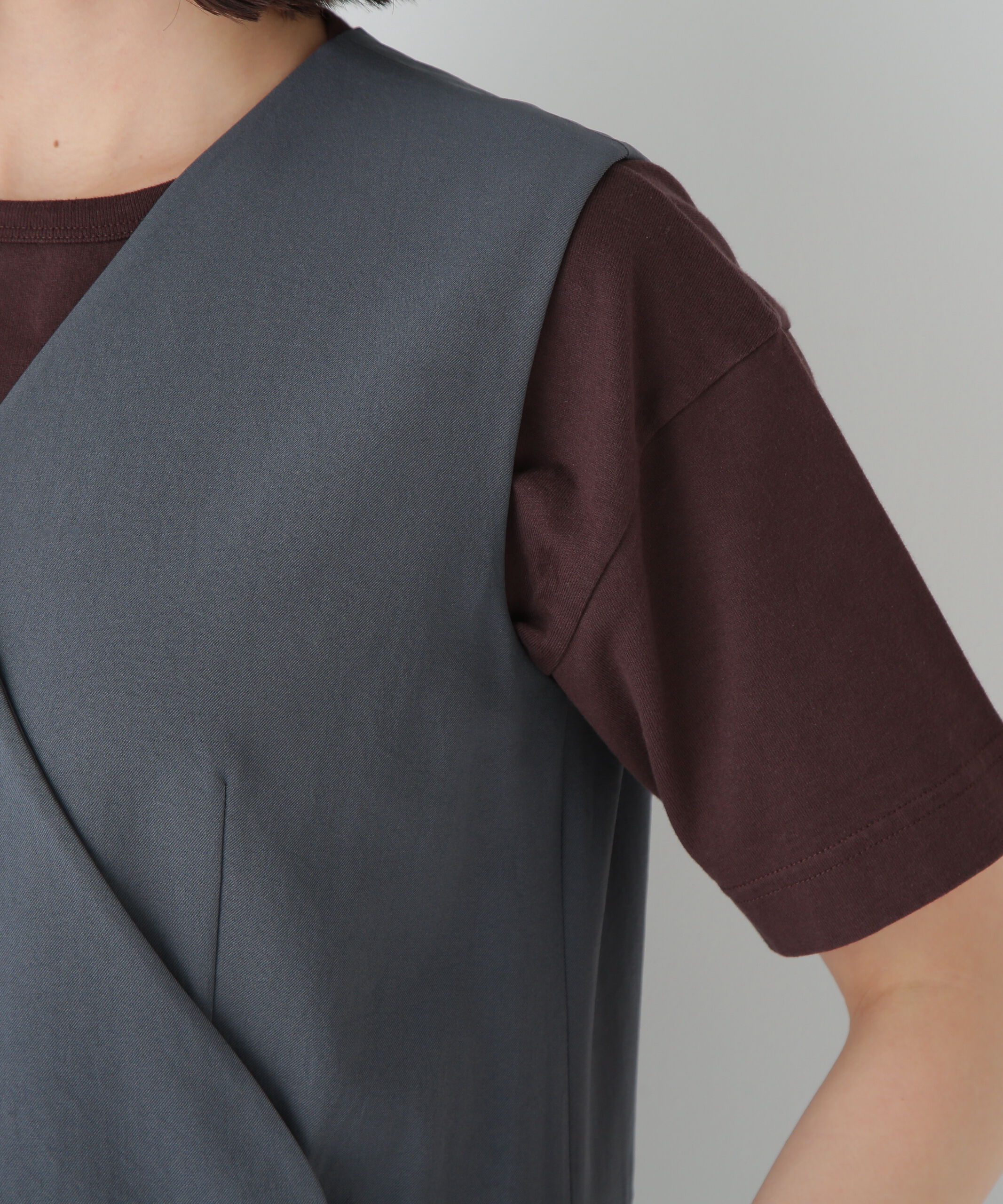  「◆Ｔ／ＴＡツイルラップ風ノースリーブワンピース」|ワンピース|